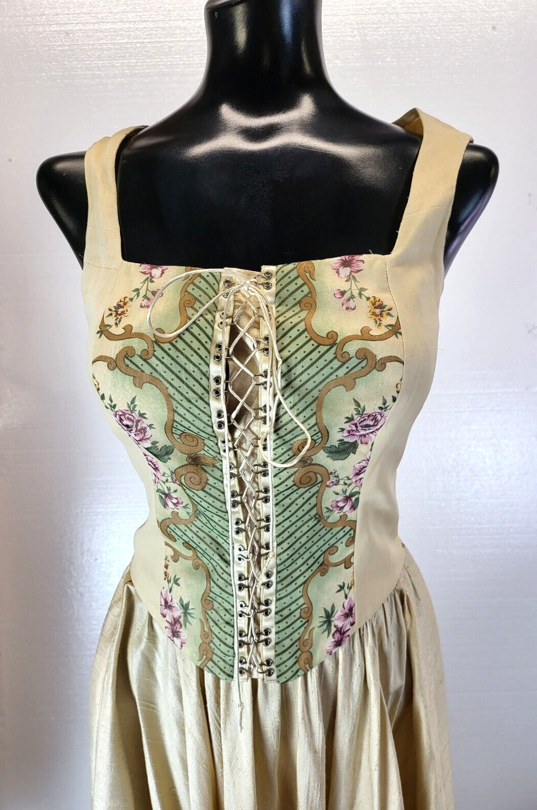 VTG Bonnie Strauss Corset Top and Silk Skirt floral Renaissance Theater Fairy