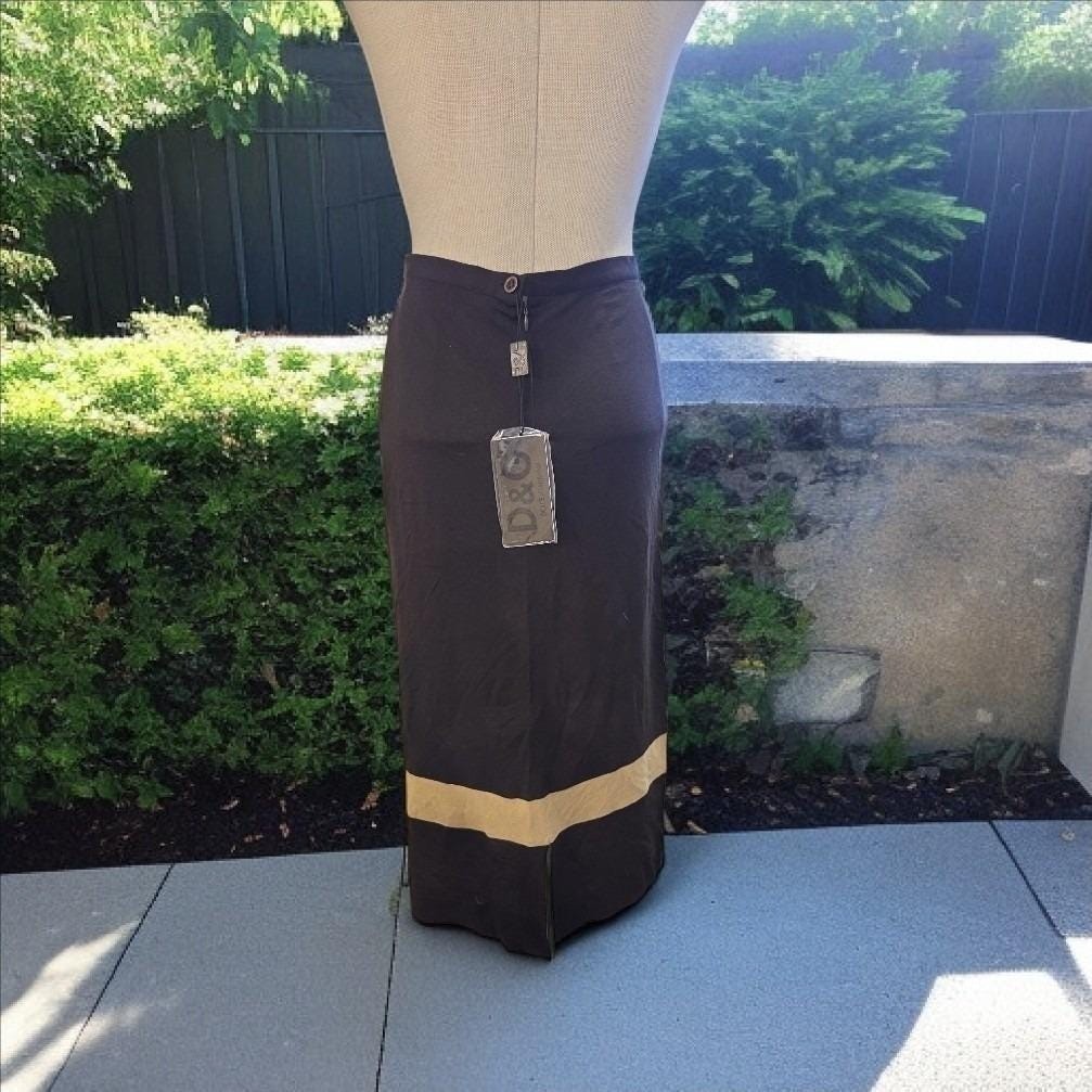 Vintage Dolce & Gabbana Gonna New Brown Maxi Skirt Made In Italy SZ 42