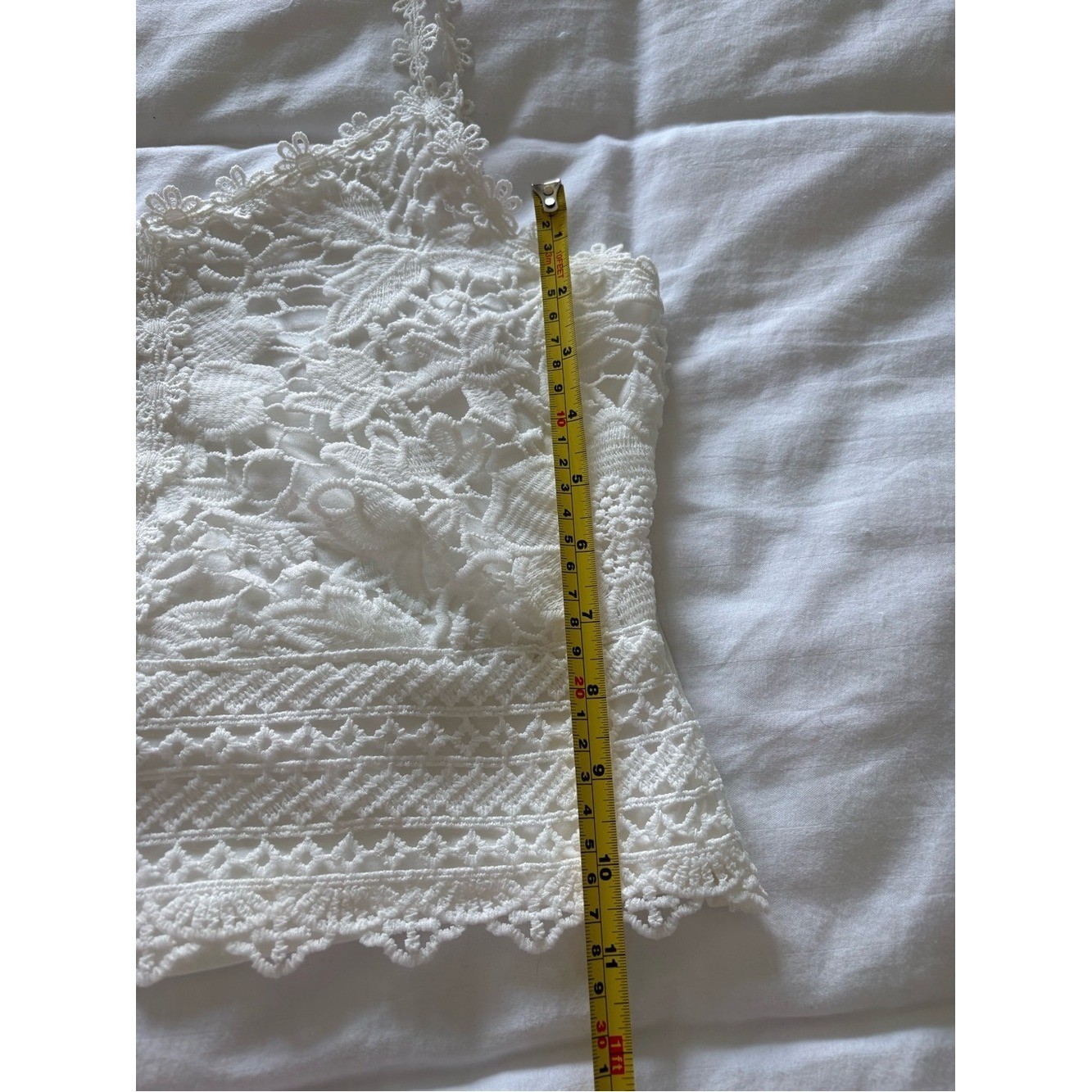 White Lace Cropped Camisole Top – Classic Feminine Coquette Fairy Size Large