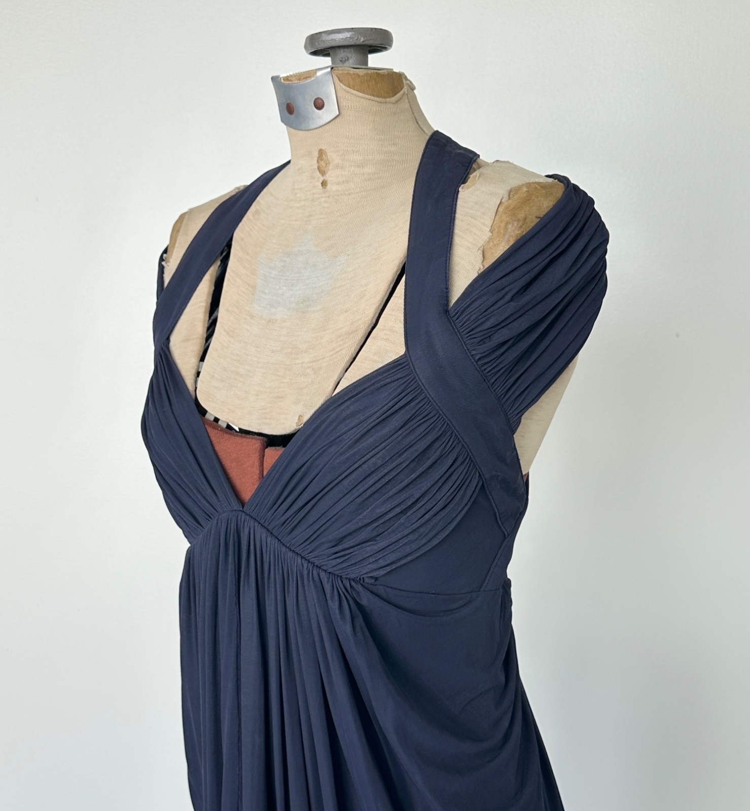Donna Karan Collection Silk 90s Sheath Dress Medium Vintage DKNY Draped Dress