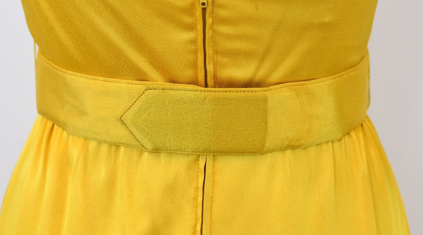 Vintage 1970s Oscar de la Renta Yellow Bow Rhinestone Belt Party Dress Gown