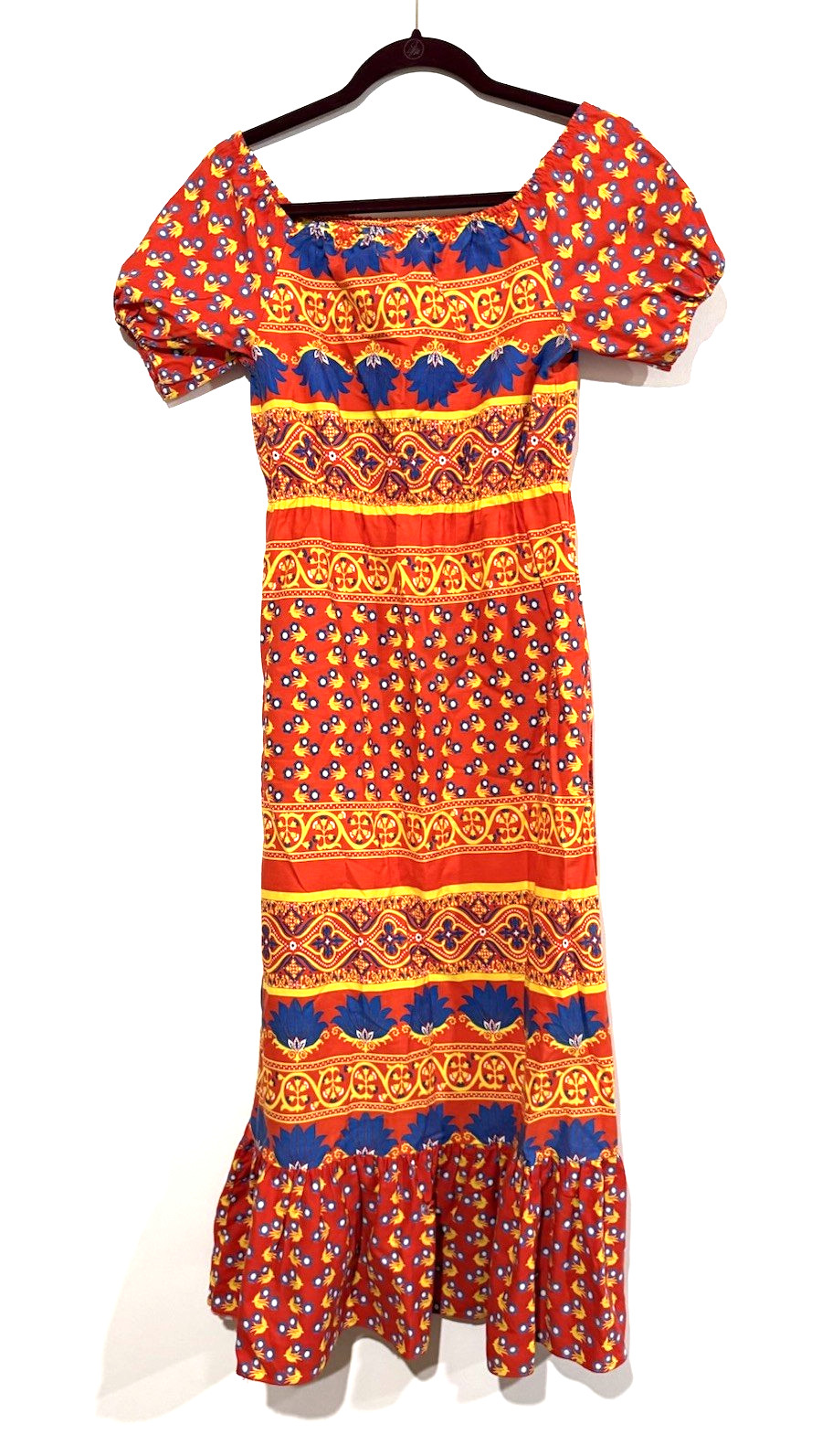 Vintage Y2K Milkmaid Maxi Dress Woman S All Over Print Cottagecore Boho Handmade