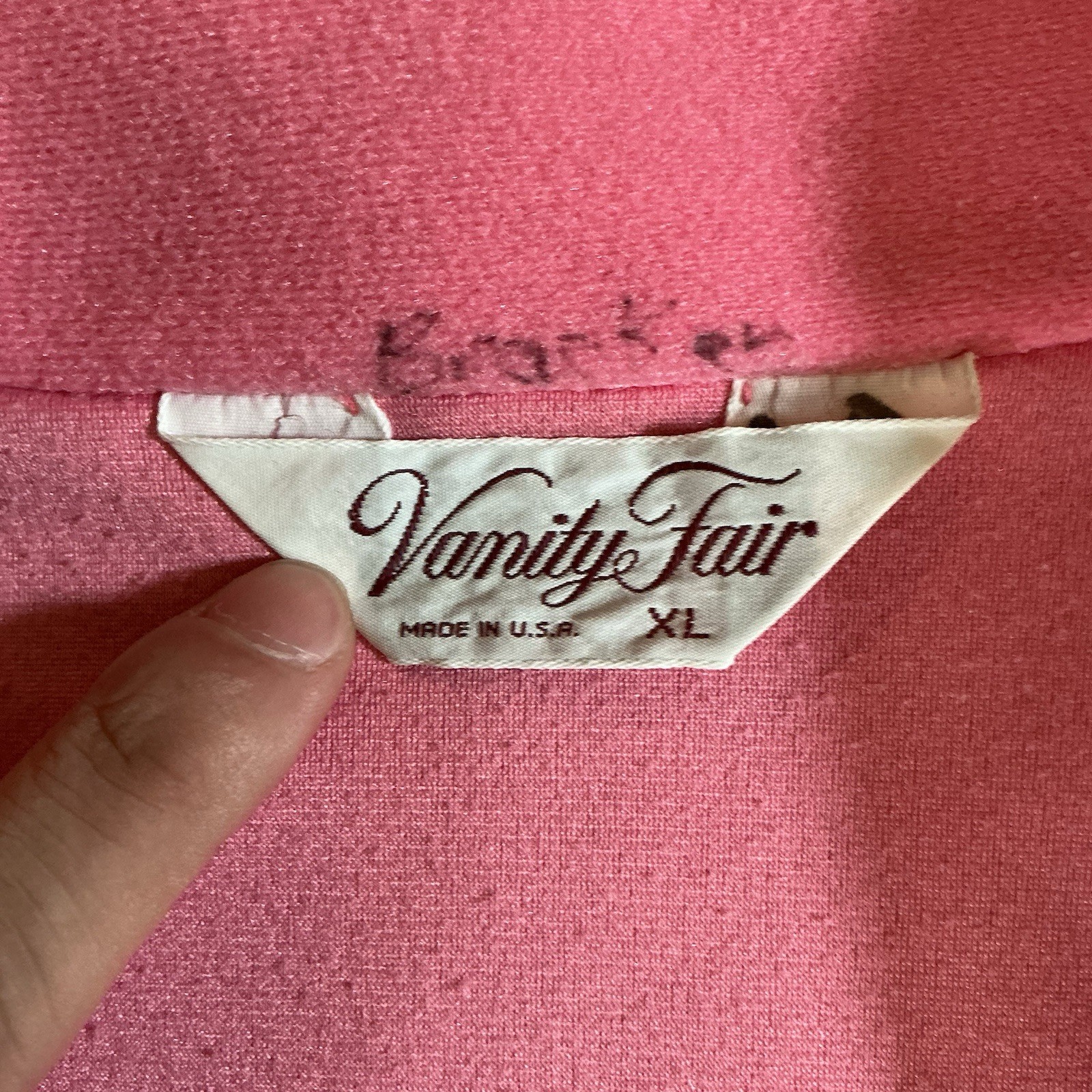 VINTAGE Size XL Vanity Fair Pink Hounse Dress Robe USA Made Button Front #74708