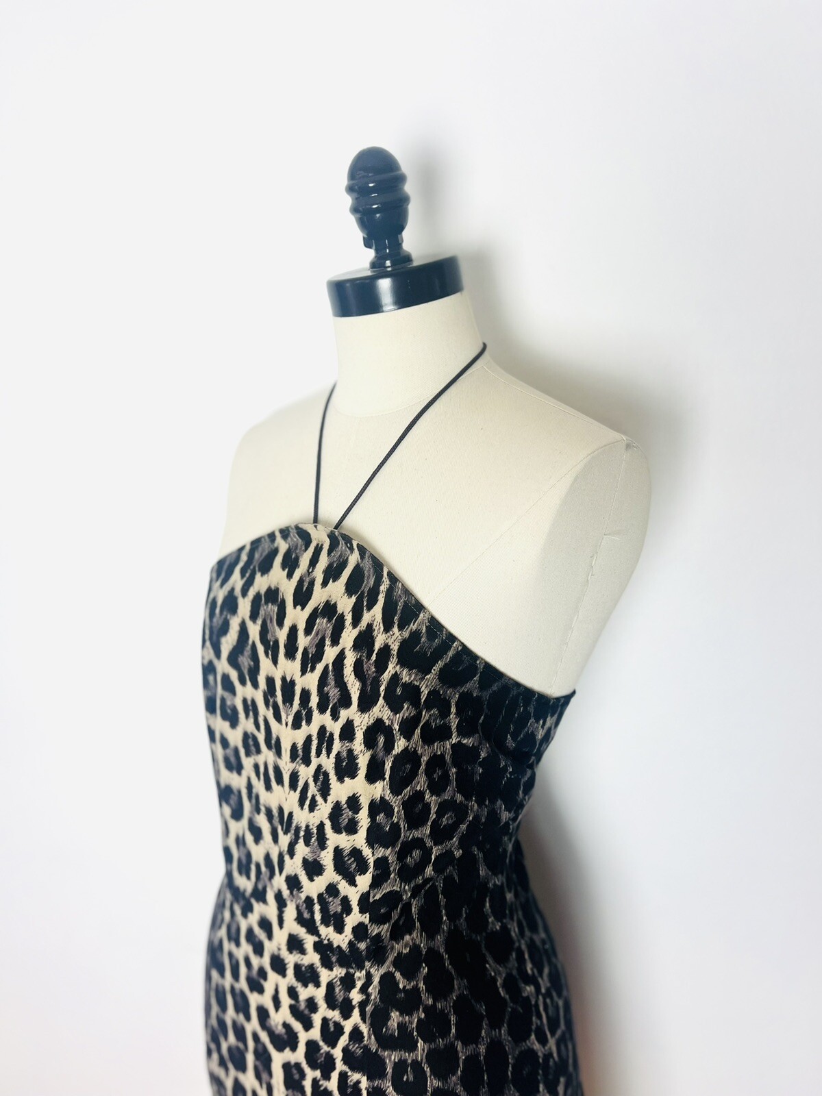 LEOPARD Animal Print 90s 1990’s Does 50s 50’s Vintage Sawtooth Halter Dress XS S