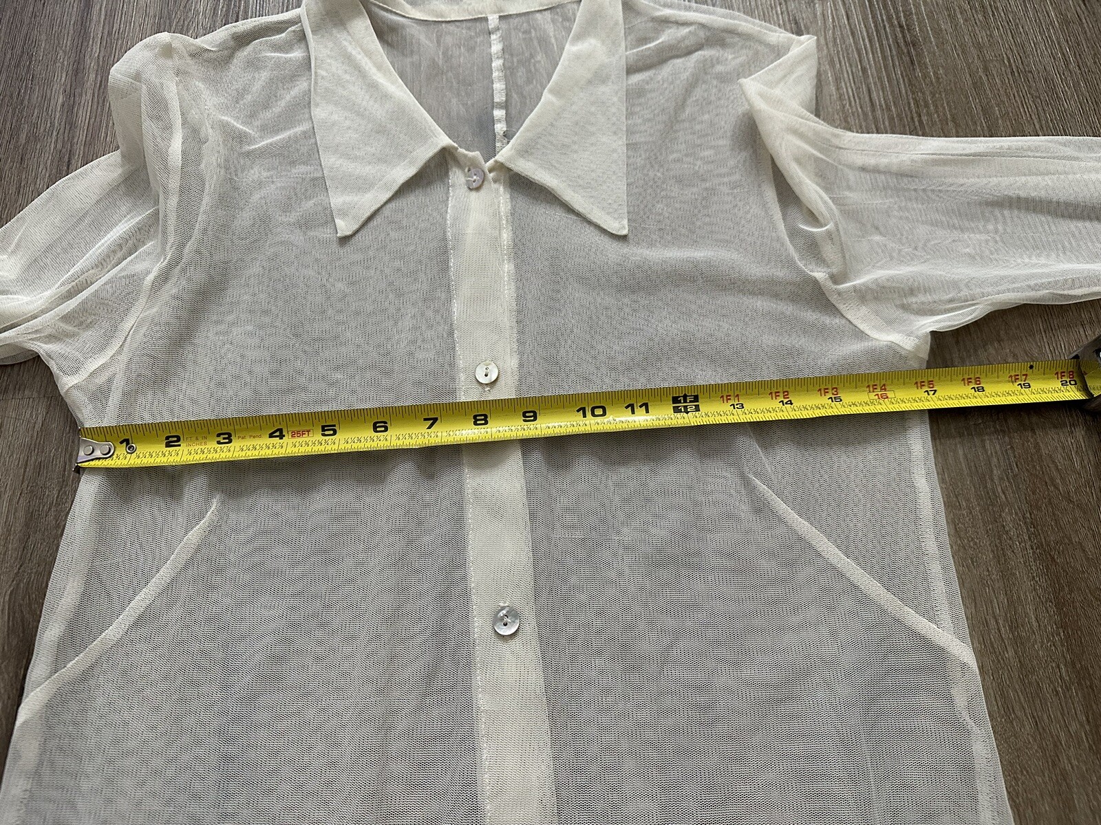 Vintage Rabbit Designs 1970’s Sheer Embroidered Long Sleeve Button Up Dress USA