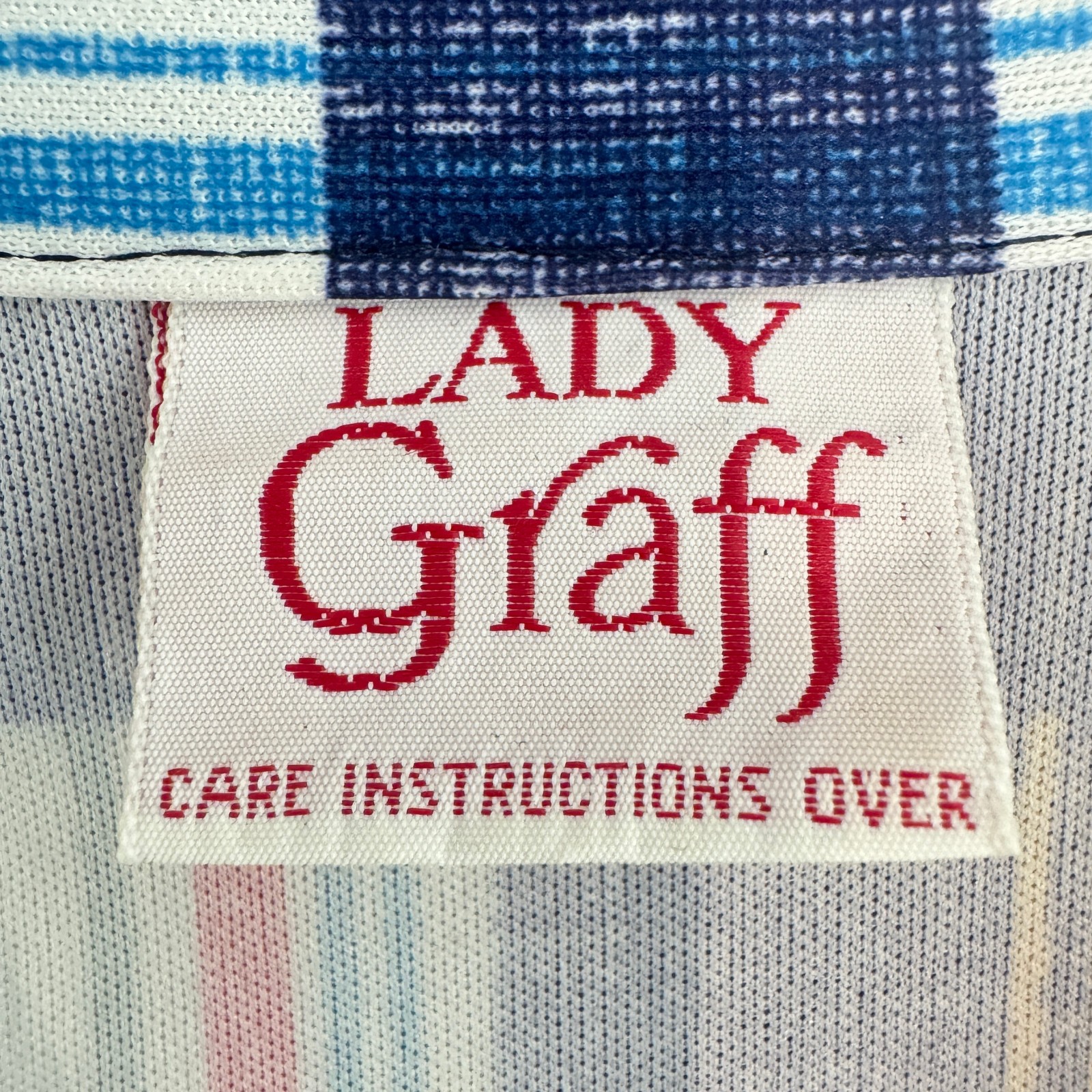 Vintage 70s Lady Graff Plaid Shirt Womens M Blue Red Button Front Retro Top Mod