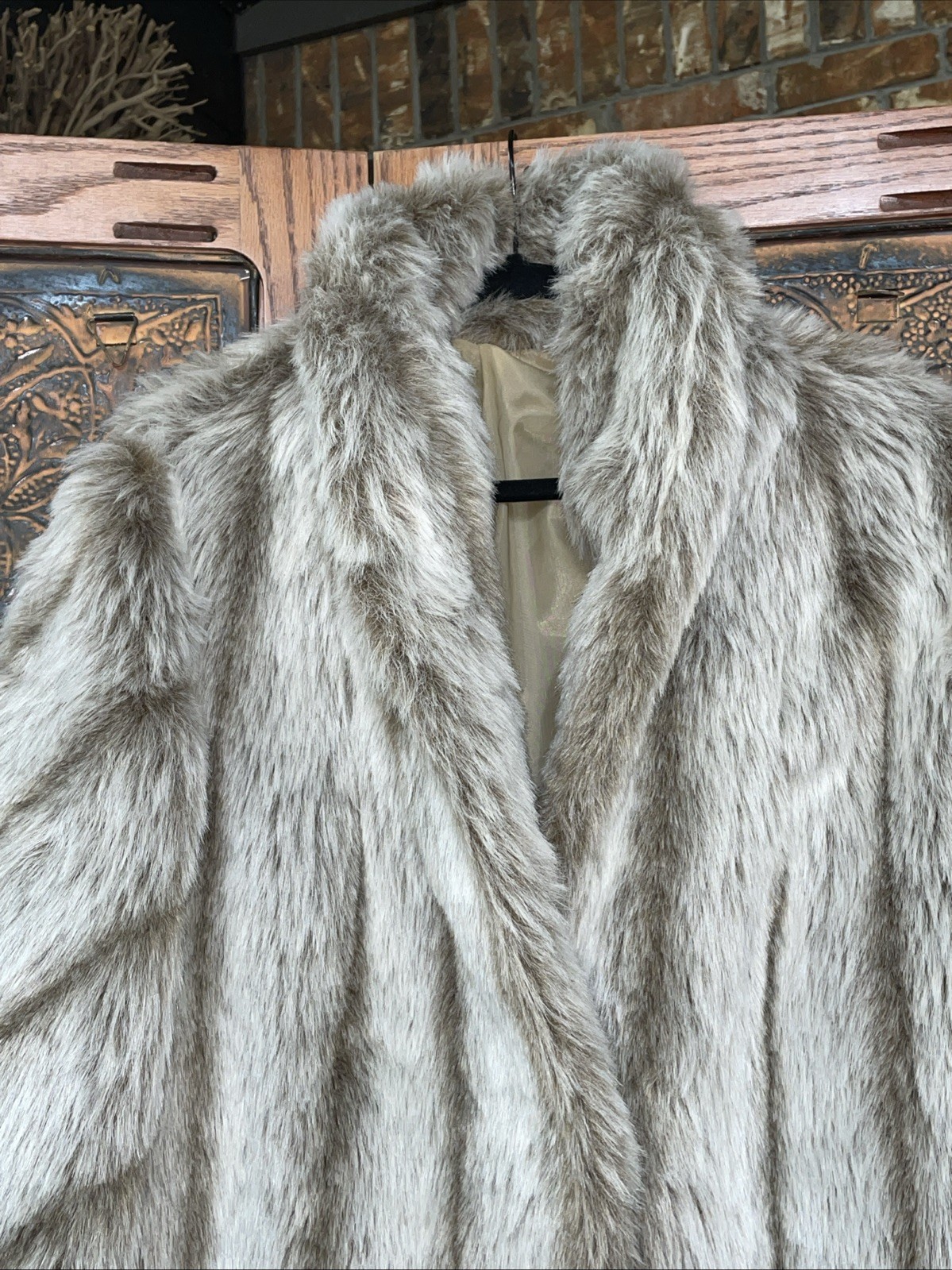 Vintage Blair Fur Coat Womens Size Extra Large Taupe/ Tan Faux Fur @1625