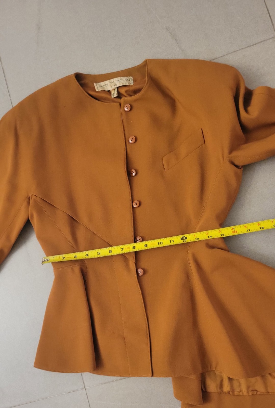 Vtg Skirt Suit Sz 8 French Import Couture 80’s Paris Wool Jacques Molko Note Gvc