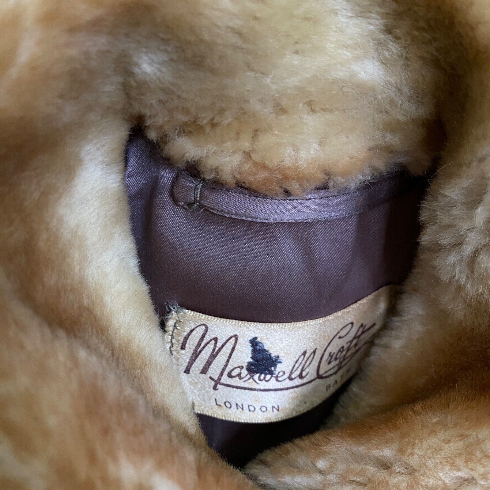 Vintage 1950s heavy genuine fur sheepskin shearling brown striped winter S