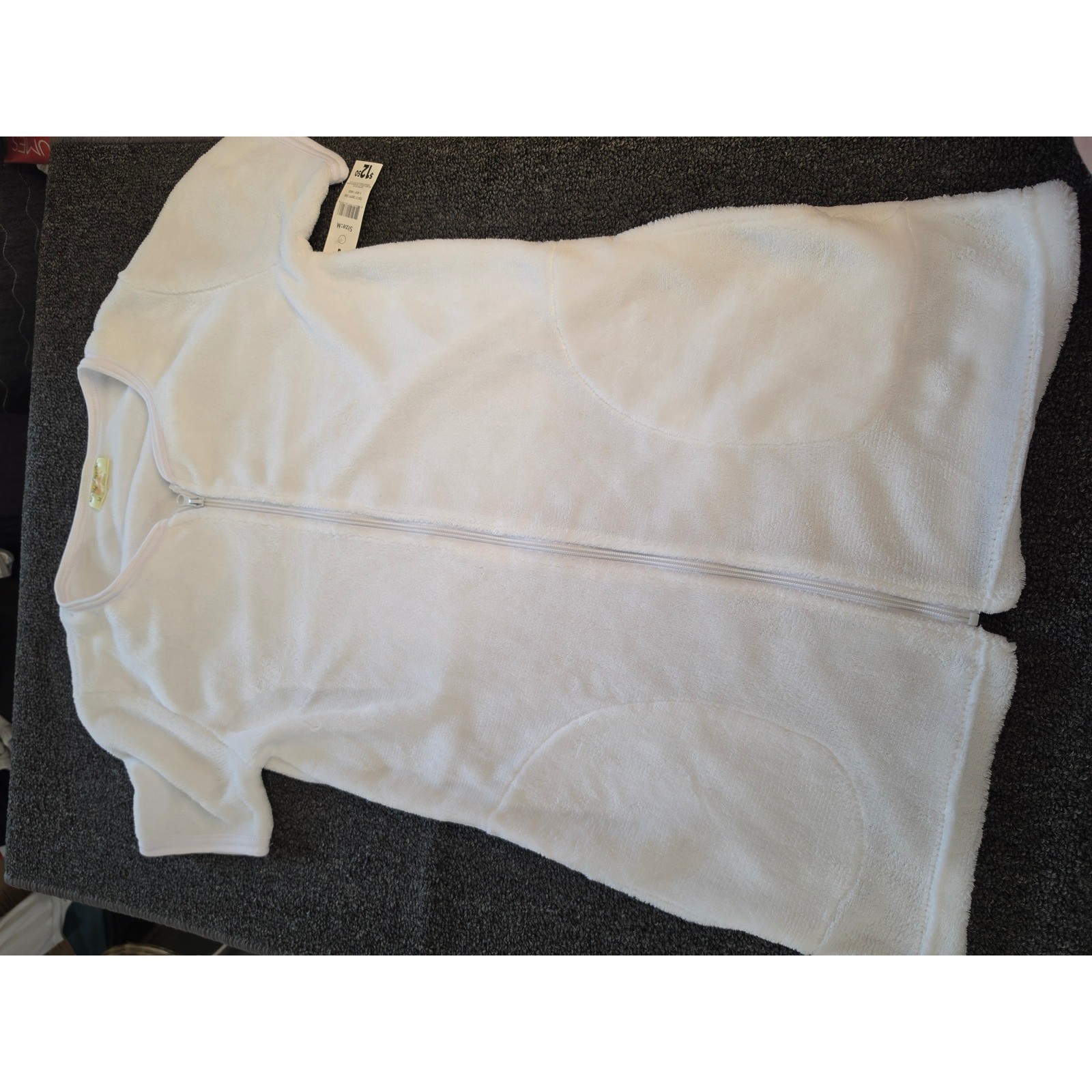 Bobbie Brooks Vintage White Terry Cloth Zip Front Swim Cover Up Robe NWT Medium