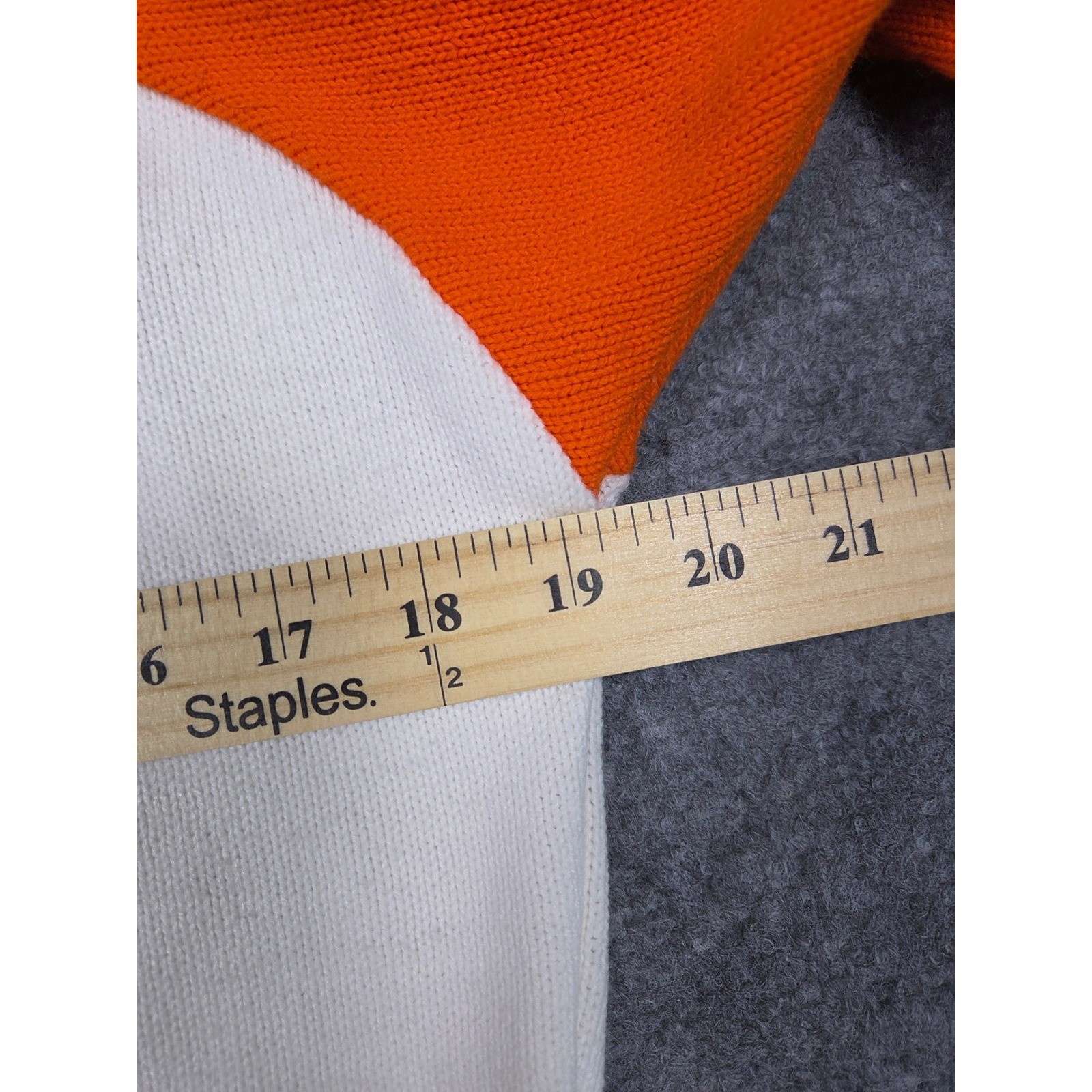 Vintage Kandel Sweater Womens Medium Orange White Pirates 1/4 Zip Knit Striped