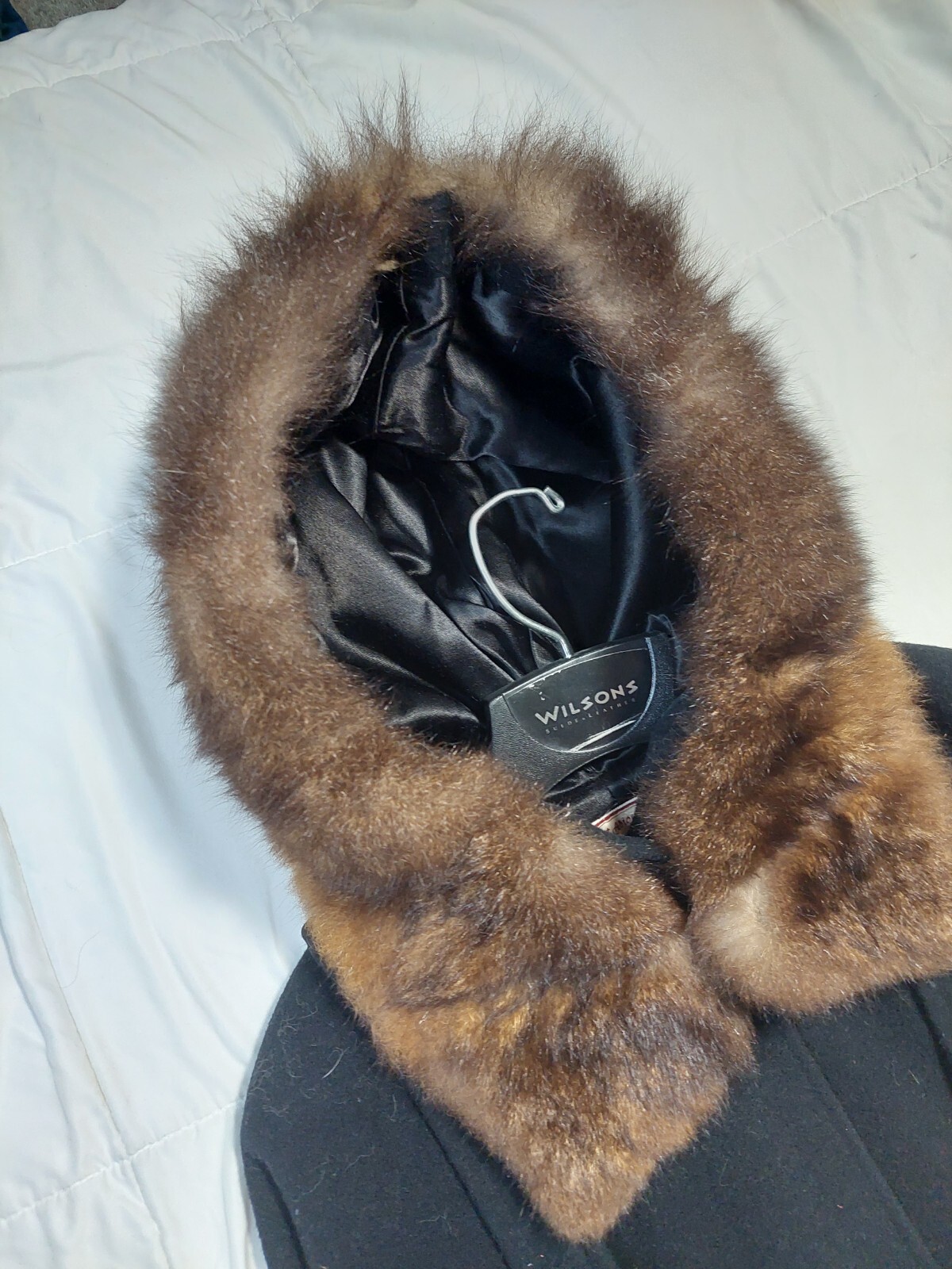 Women’s Small Aunt Abigail’s Attic Black 100% Wool Full Length Cape FauxFur Hood