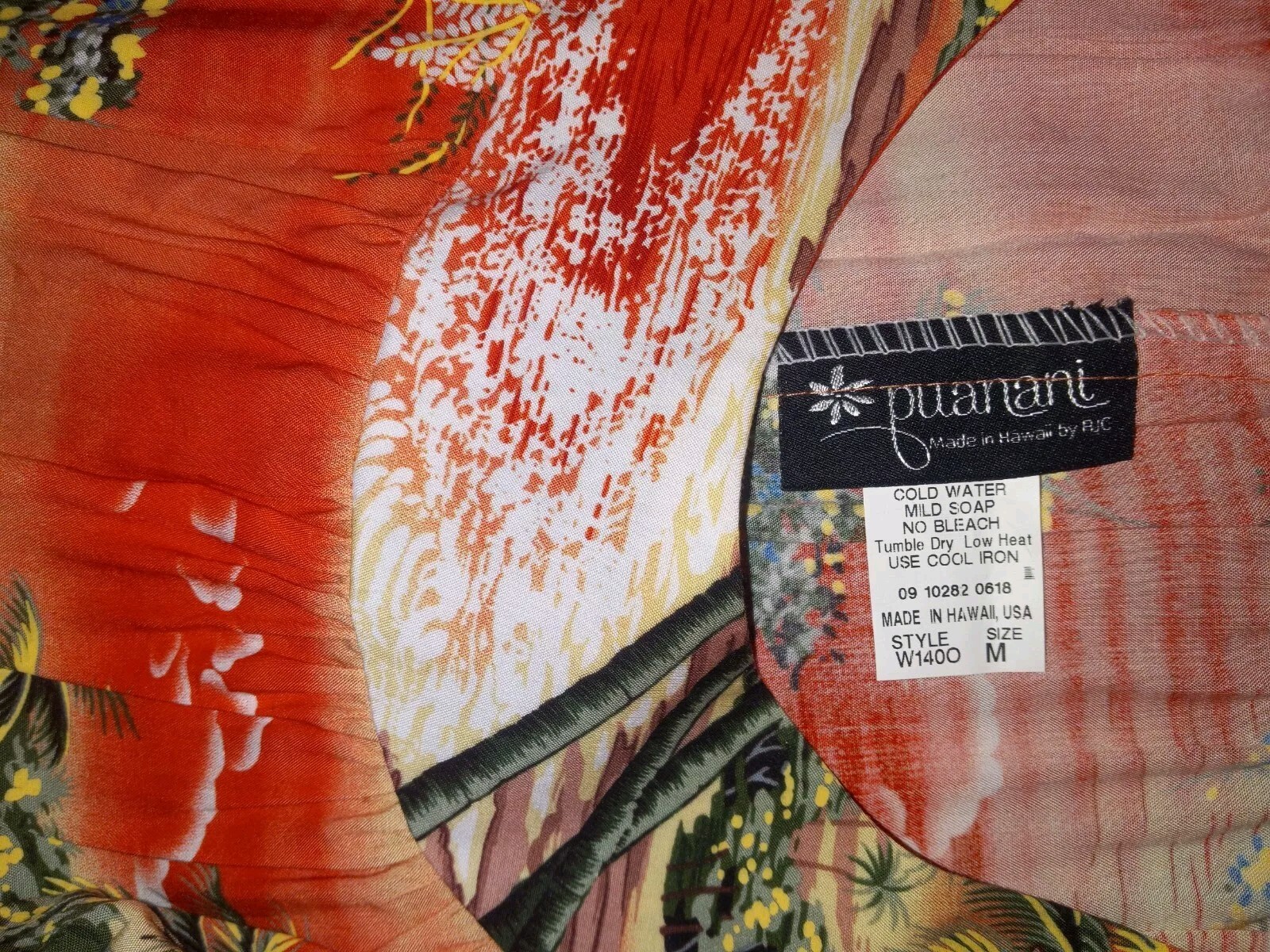 Vintage Puanani Hawaiian Island Orange Rayon Tiki Oasis Maxi Muumuu Dress M
