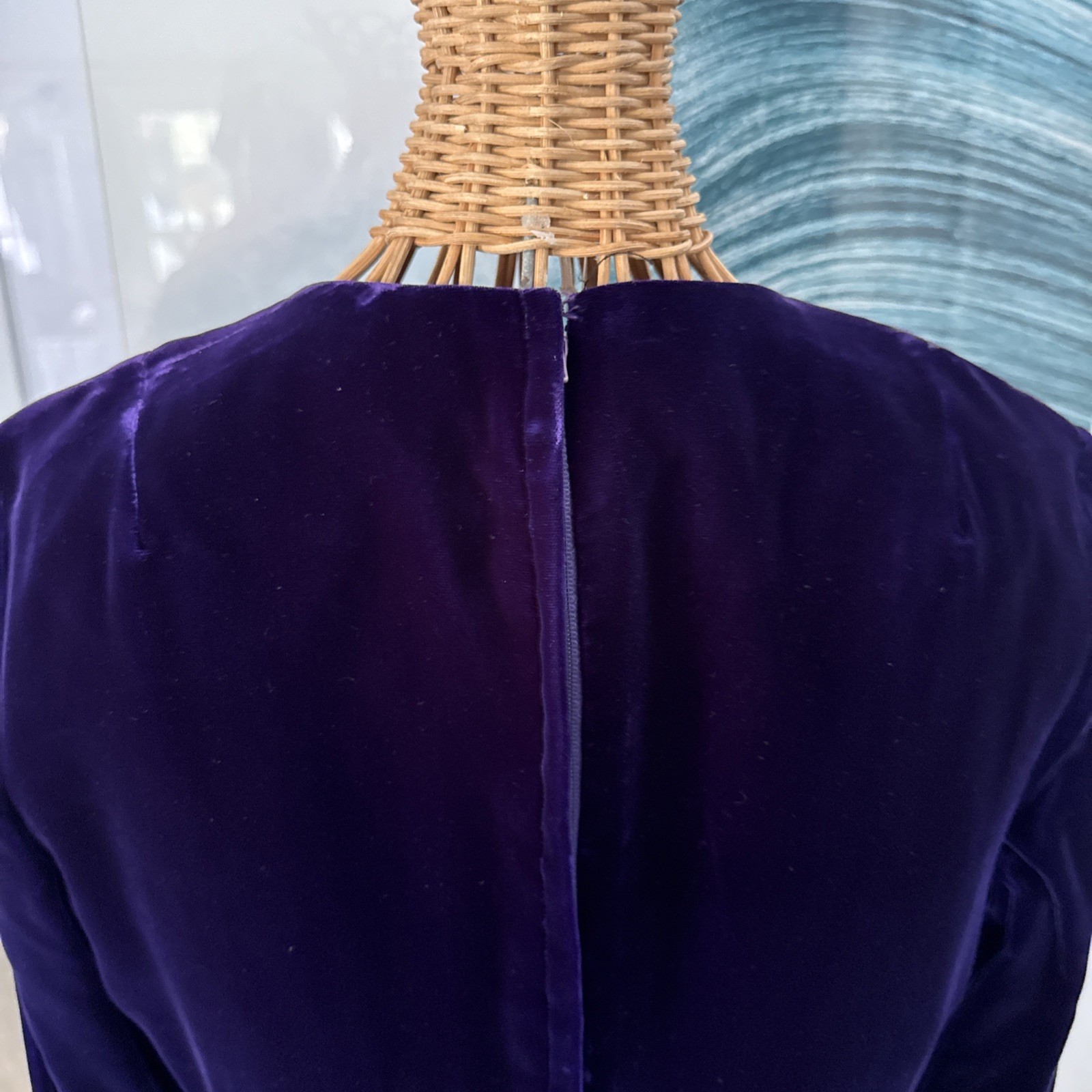 VTG Kent Originals Purple Velvet V Neck Brocade Black Gold Velvet Empire Gown