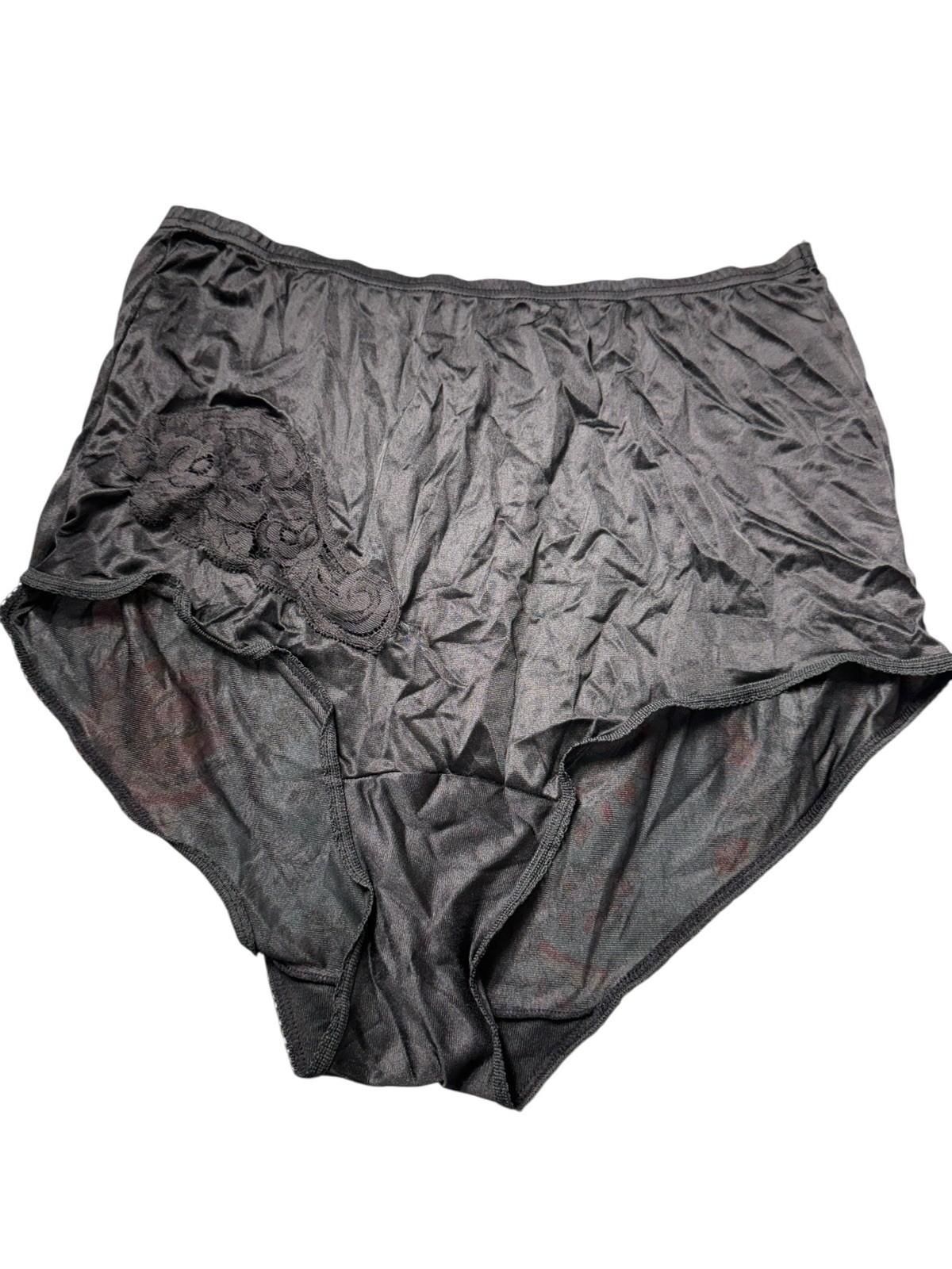 Vintage Black Sheer 100% Nylon Granny Panties Sz 7 Lace Vanity Fair Silky Tricot