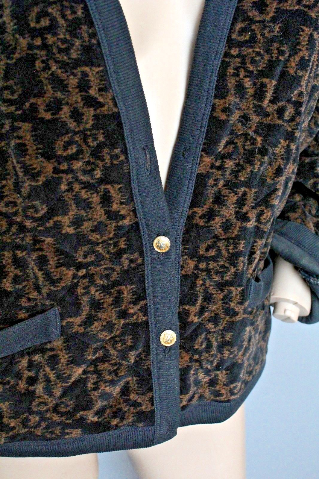 Vtg 80’s Sonia Rykiel Paris France Quilted Floral Velvet Sweater Jacket XL
