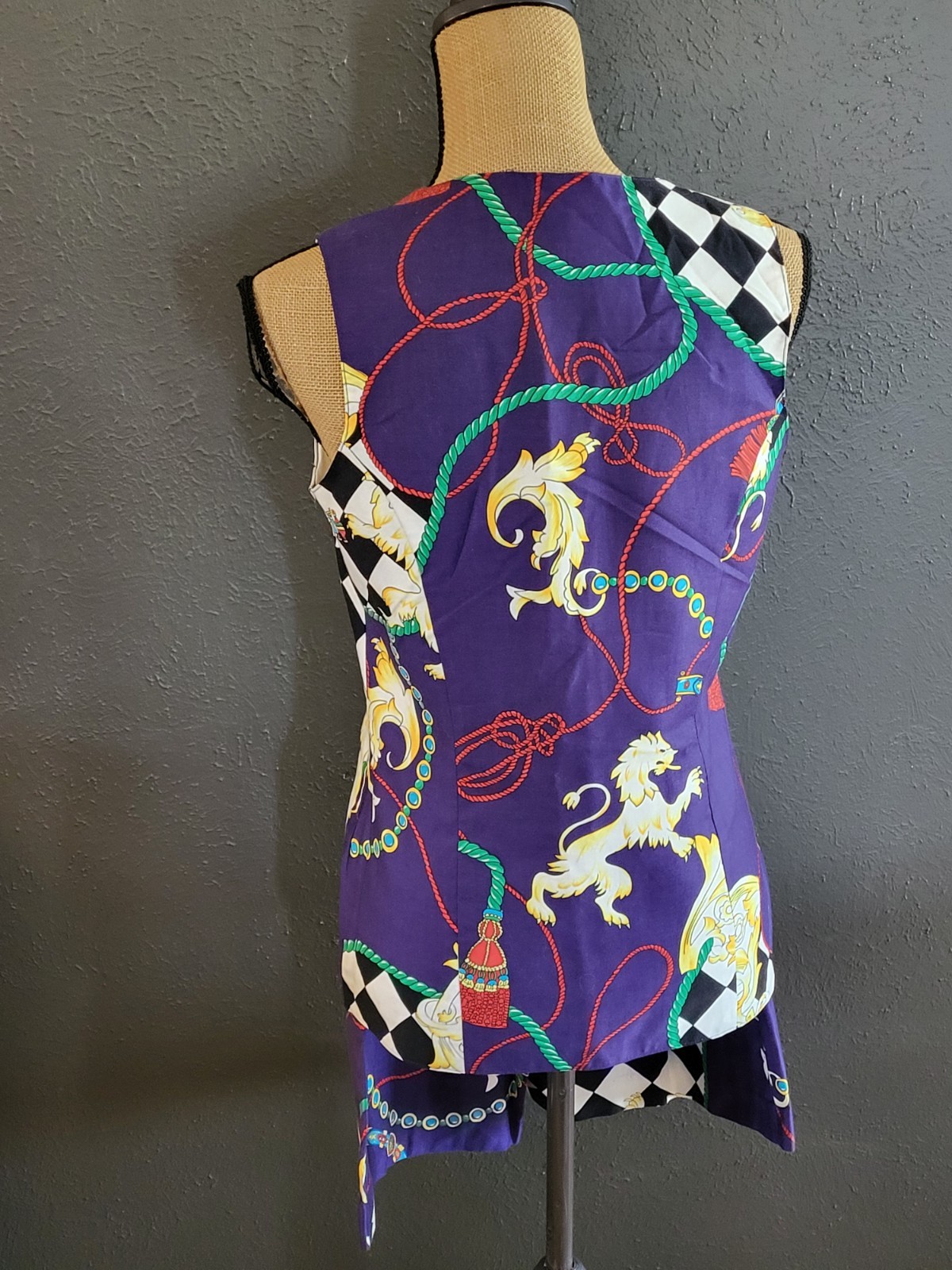 Alexander Campbell Vintage 80s Size 6 Cotton Dress Short Set Purple