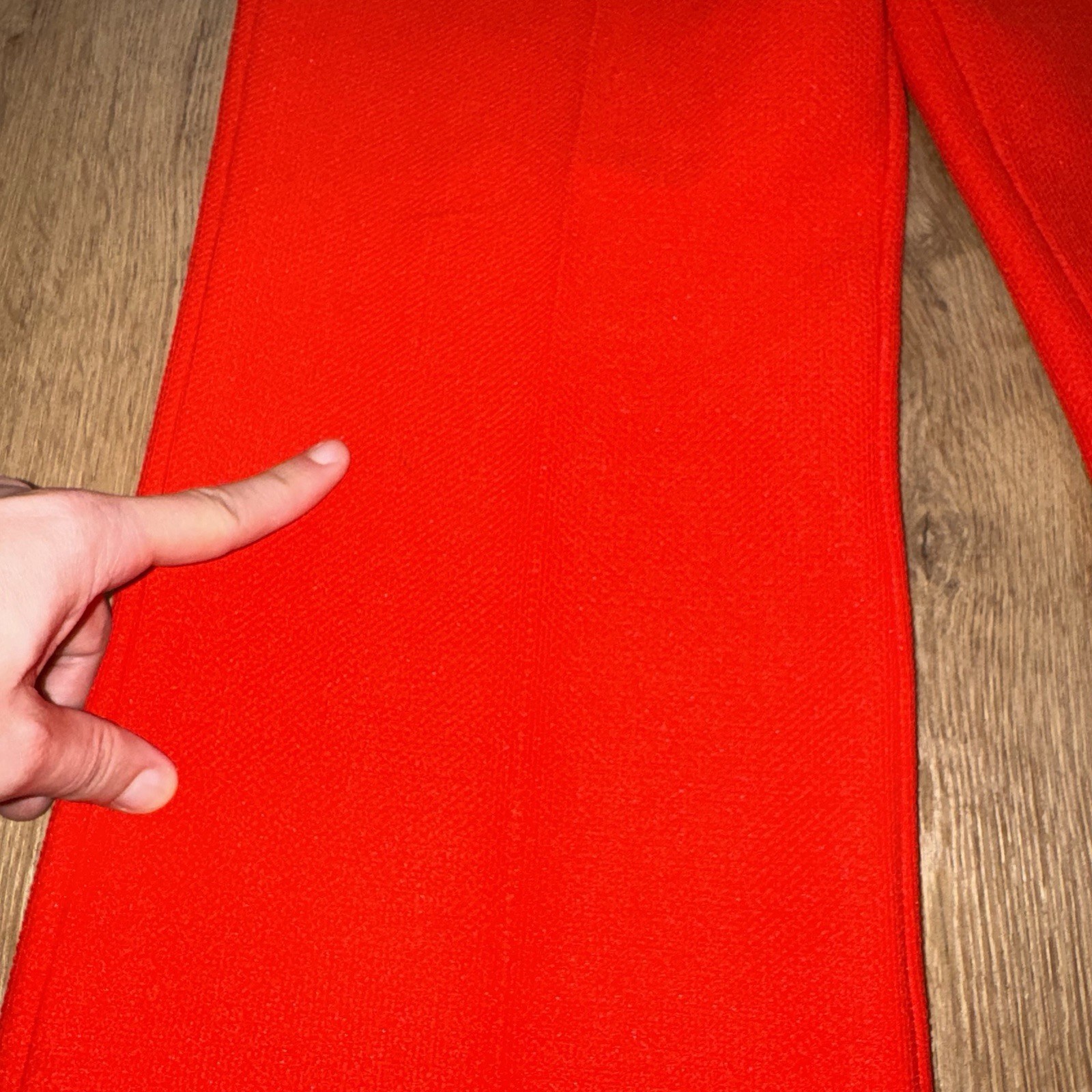 Vtg 60s 70s Bell Bottom Pants Womens 12 Tomato Red Stretch Polyester Hippy Disco
