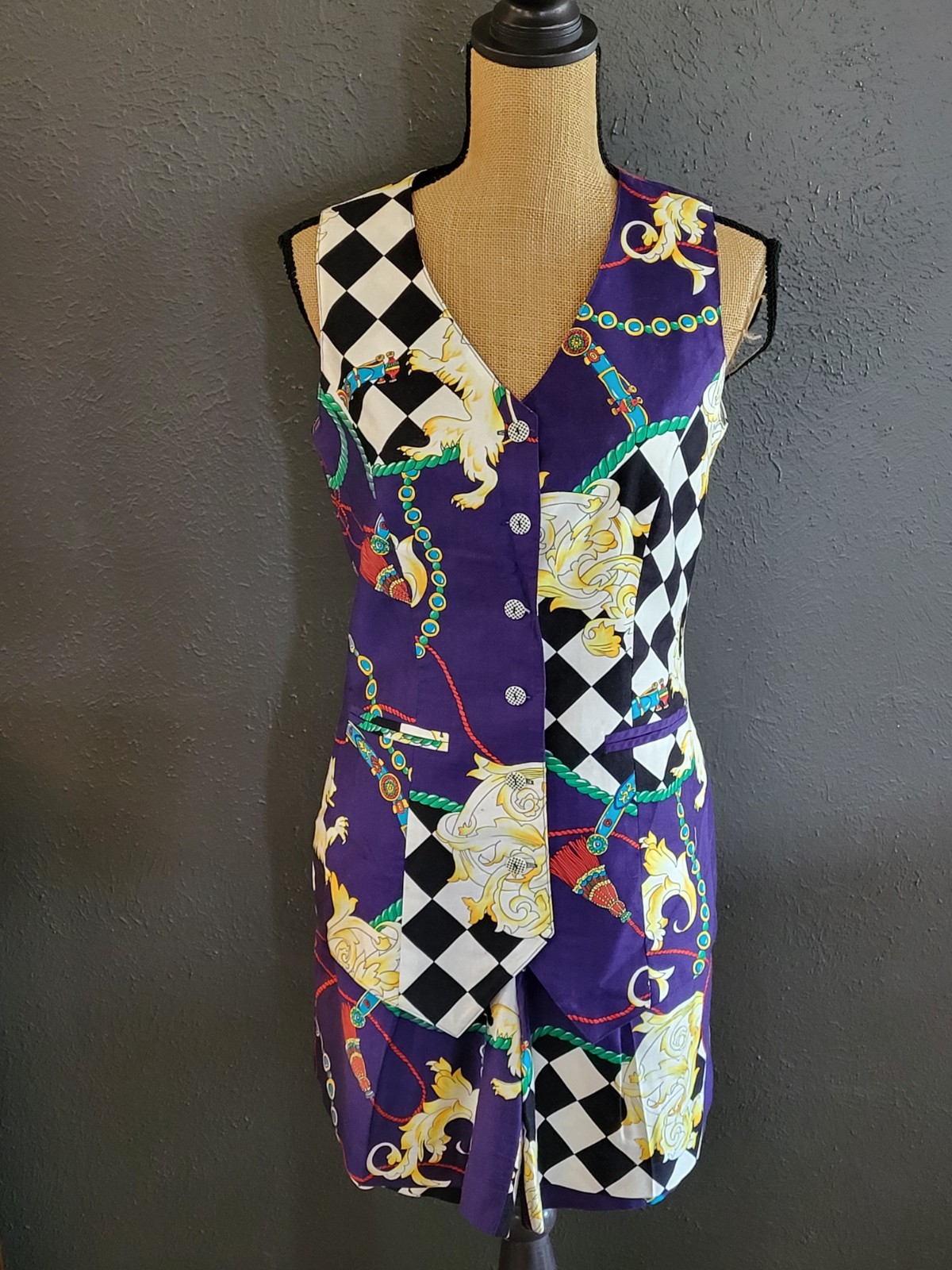 Alexander Campbell Vintage 80s Size 6 Cotton Dress Short Set Purple