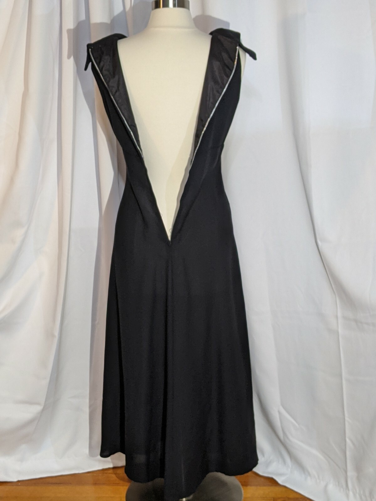 70s Boho Disco Black Yellow Embroidered Maxi Dress ILGWU Union Sz S M Vtg 12