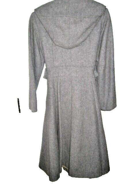 VINTAGE 1970 GRAY WOOL PRINCESS STYLE HOODED BELTED FLARE COAT – SEARS FASHION