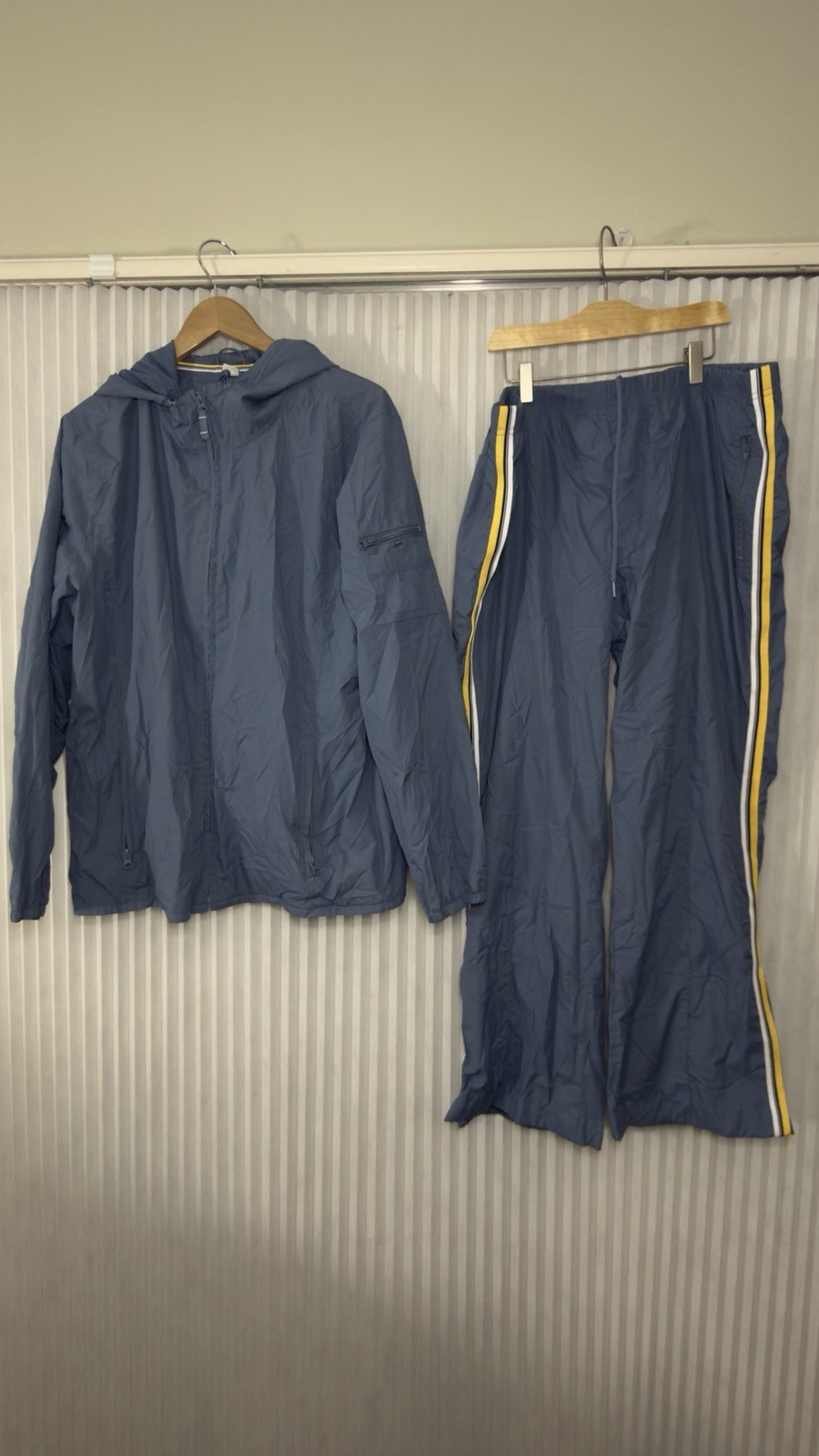 VTG Old Navy 2 Piece Blue Yellow Lining Cotton Track Suit Jacket Pants XXL Y2K
