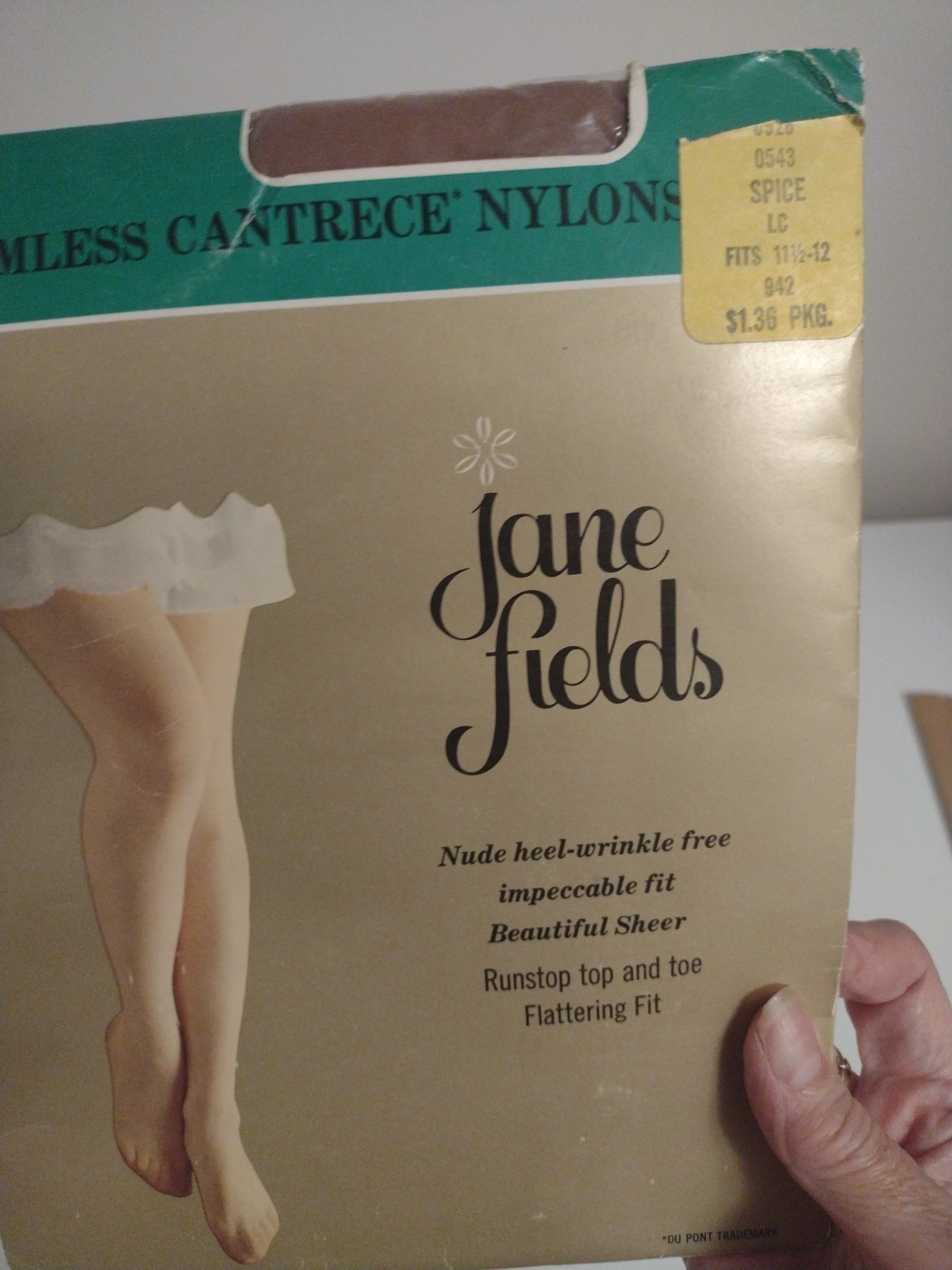 Vtg 1950s-60s Jane Fields Cantrese Seamless Nylons Stockings Spice 11 1/2-12