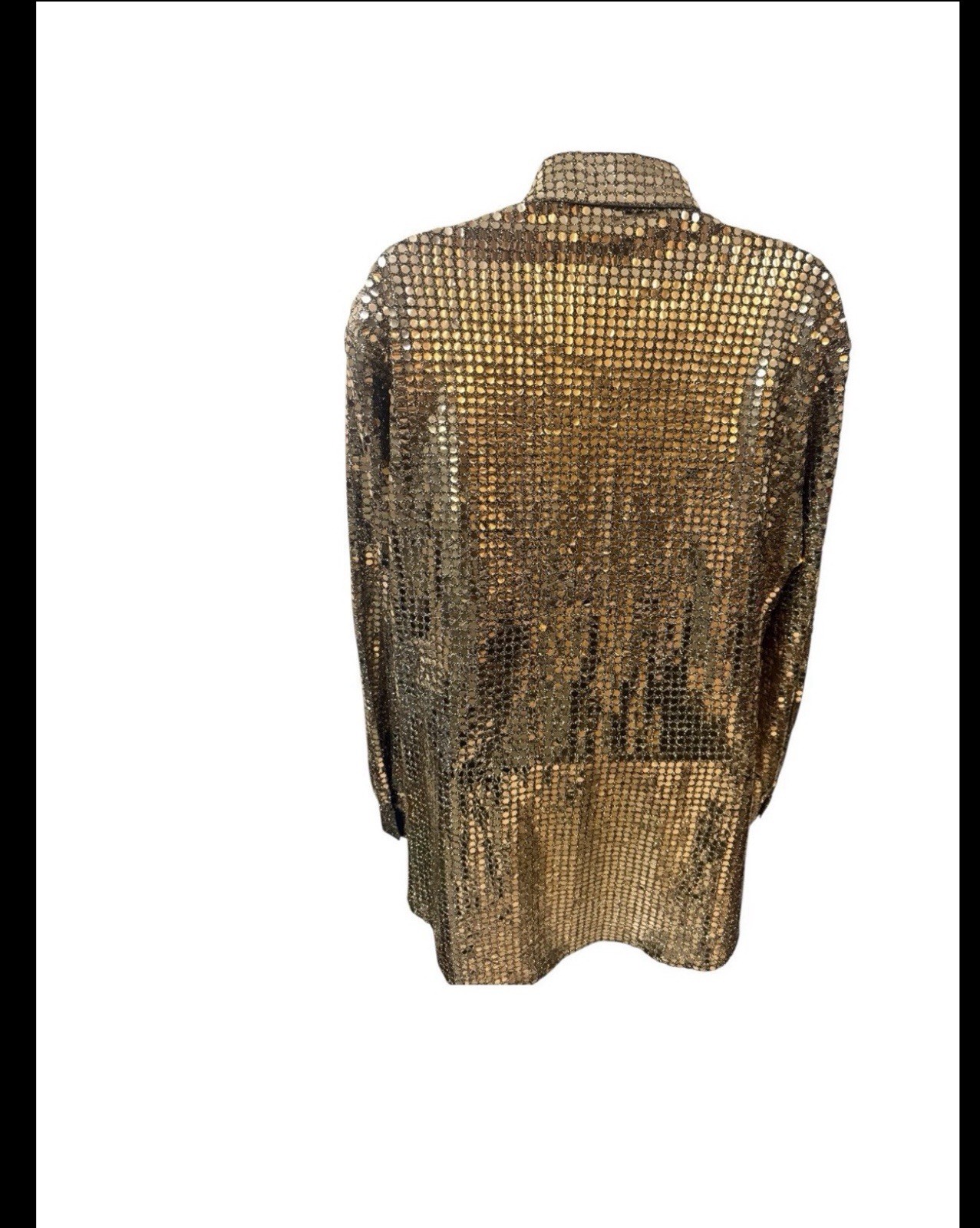 Vintage Three Flaggs I. Magnin Gold Sequin Disco Shirt Blouse 70s 80s Glam Sz M