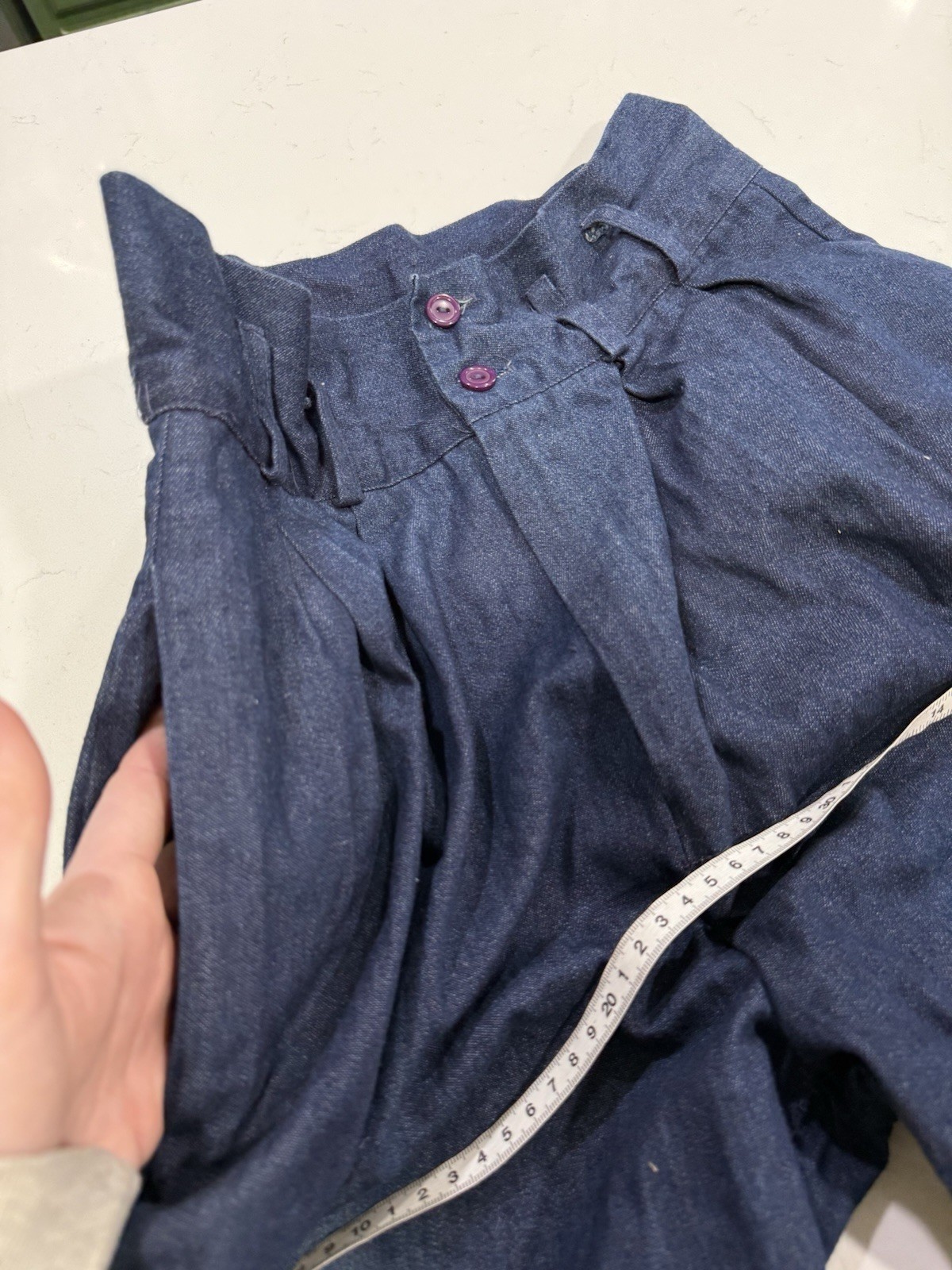 Vntg 1960/1970 Super High Waisted Wide Leg Dark Wash Jeans Waist 27 Hippy Disco