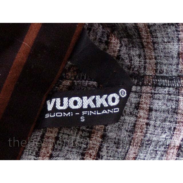VTG Vuokko Finland Minimalist Mod Black Cotton Stripe Dress S SIlver Popper Snap