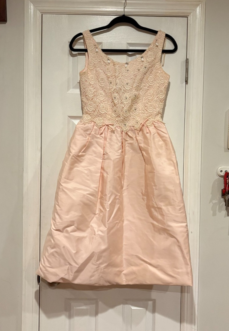 1960s Pink Taffeta Cocktail Dress