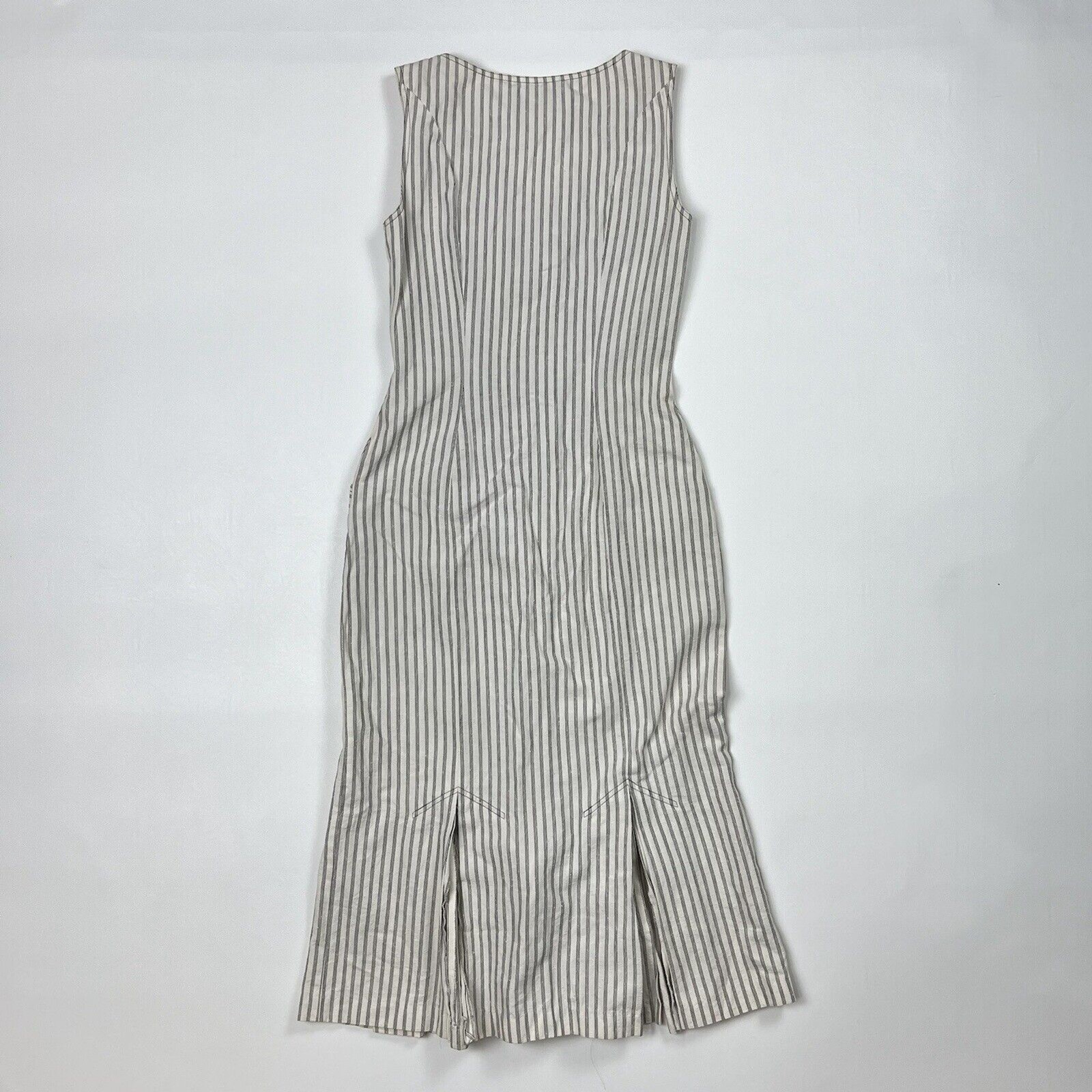 THORNTON HALL Dress VTG 70s New Zealand Button Down Sleeveless Stripe Rare Sz 10