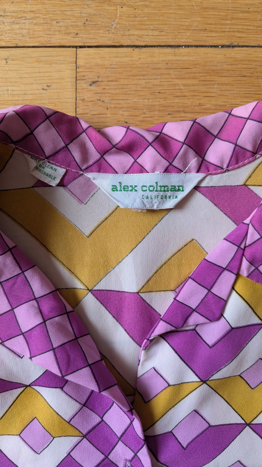 ​Vintage 70s Alex Colman California Collar Button Down Shirt Geometric Print