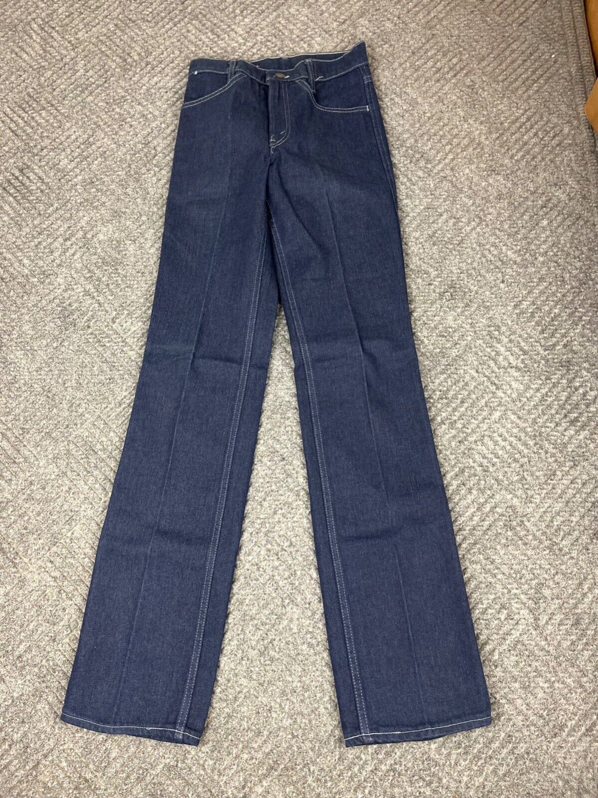 Vintage 70’s Levi’s Sailboat Patch Student Jeans Size 26×35 Blue Dark Flare NOS