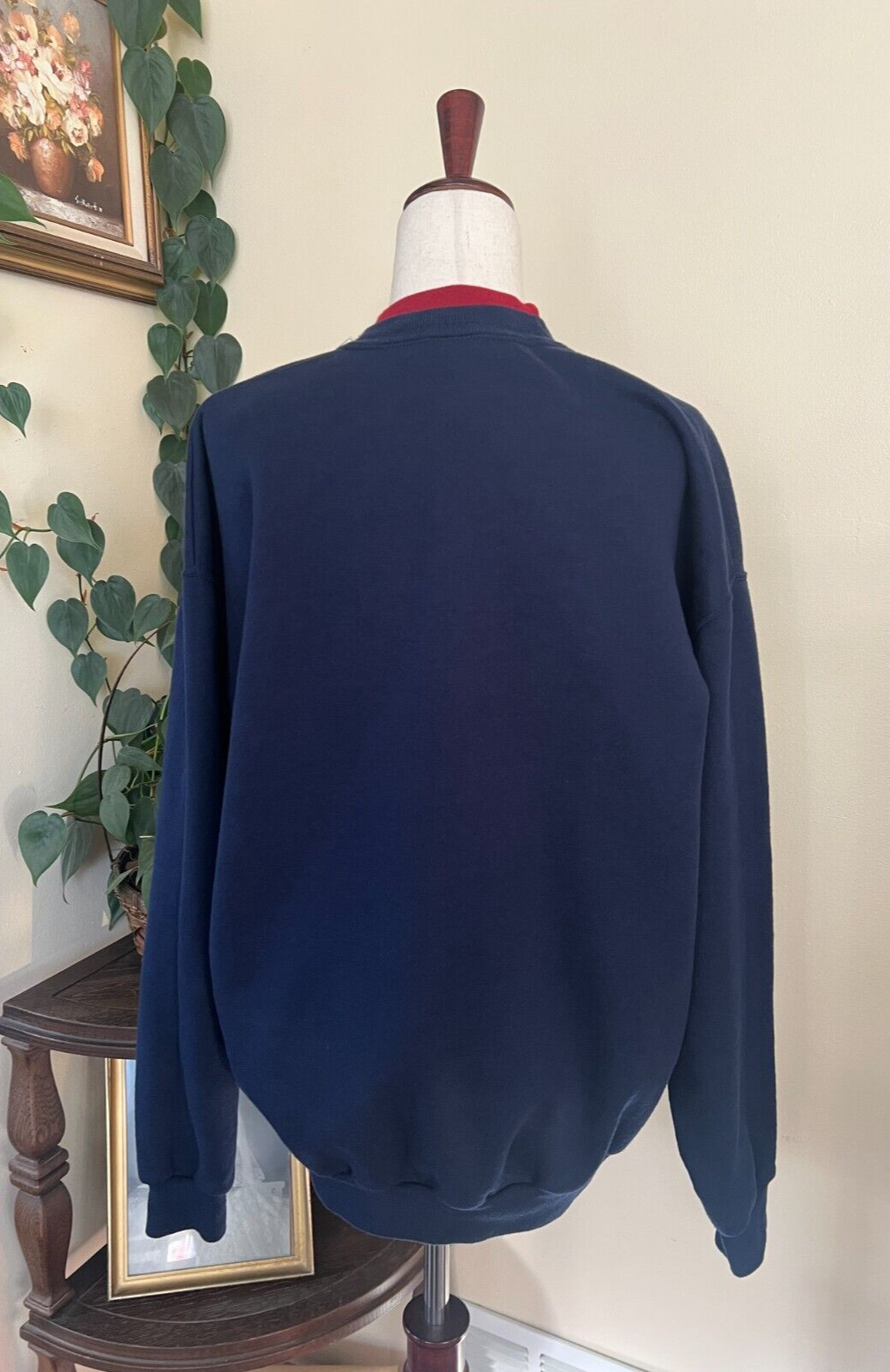 Top Stitch by Morning Sun Navy Blue Christmas Cat Sweatshirt sz XL Grannycore