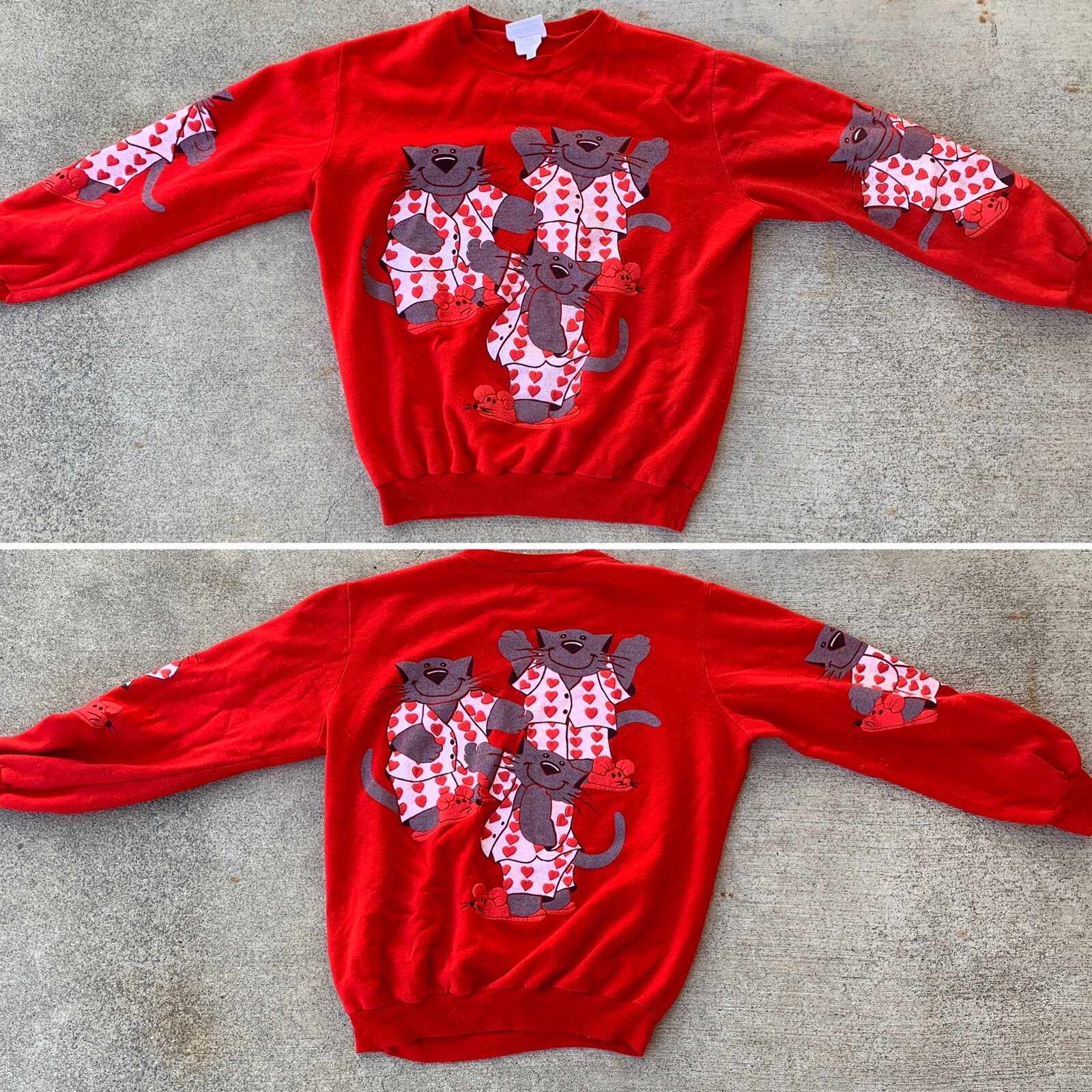 Vintage Cat And Mouse Sweatshirt Cats In Pajamas Scarab San Francisco L 80s