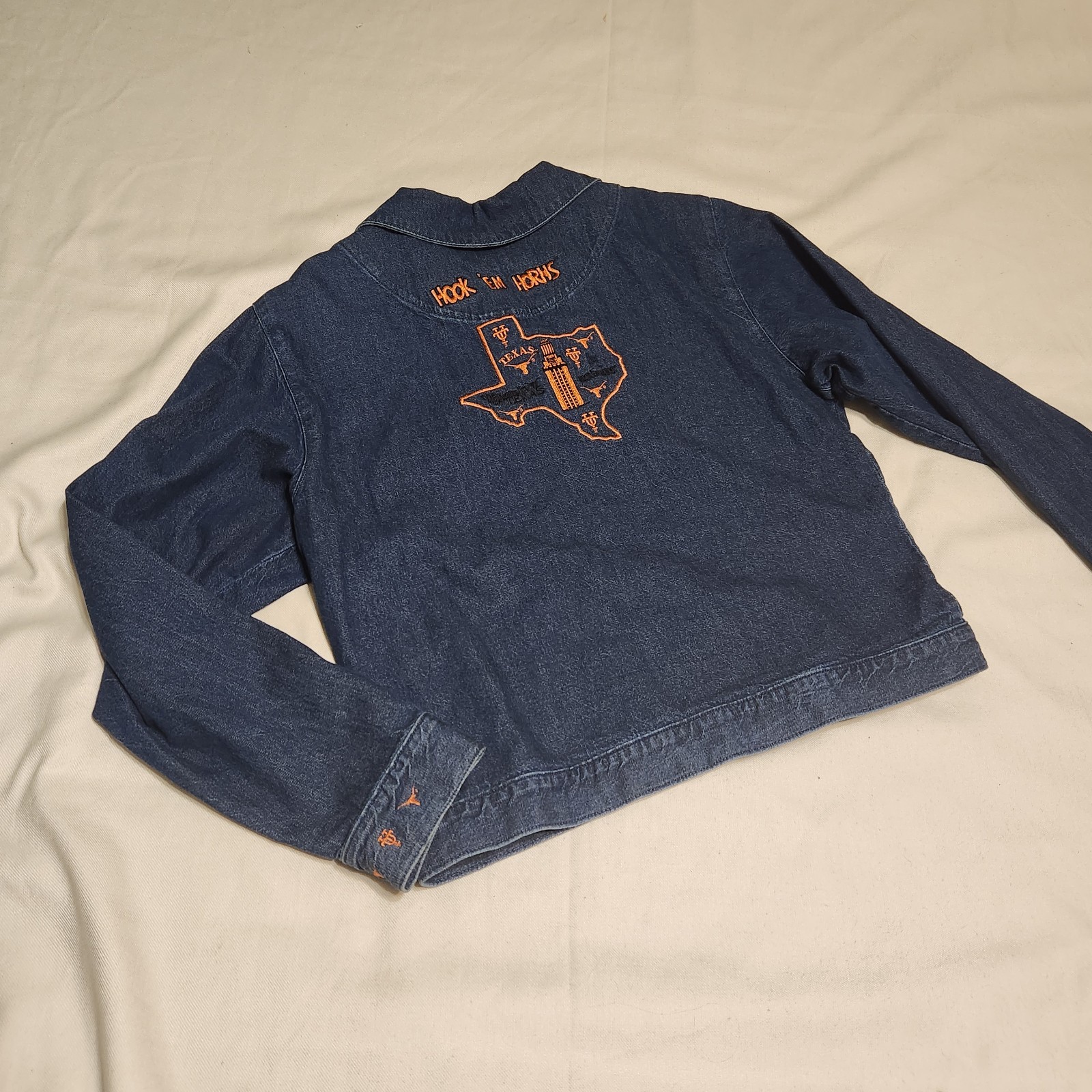 Vintage 90s Gotcha Covered Texas Embroidered Denim Jacket Womens M