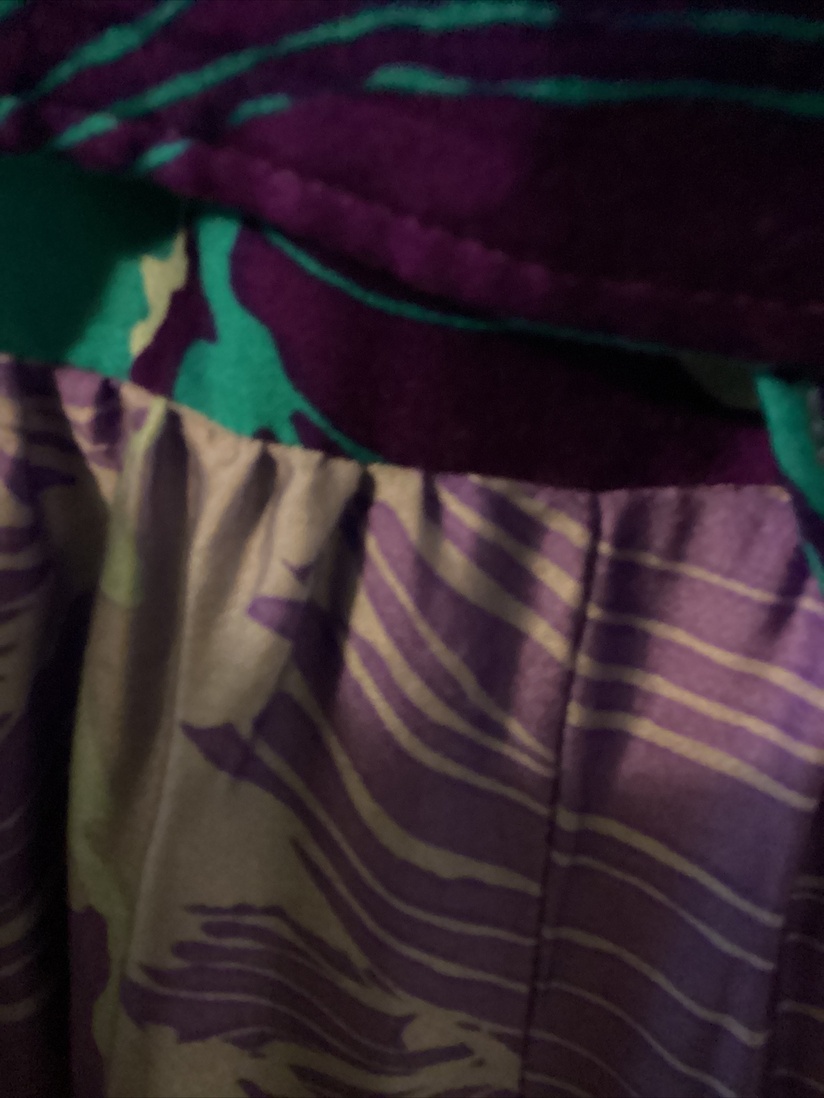 VTG Kiyomi Hawaii Maxi Dress Purples & Blues Button Front Belt Sleeveless Sz 12