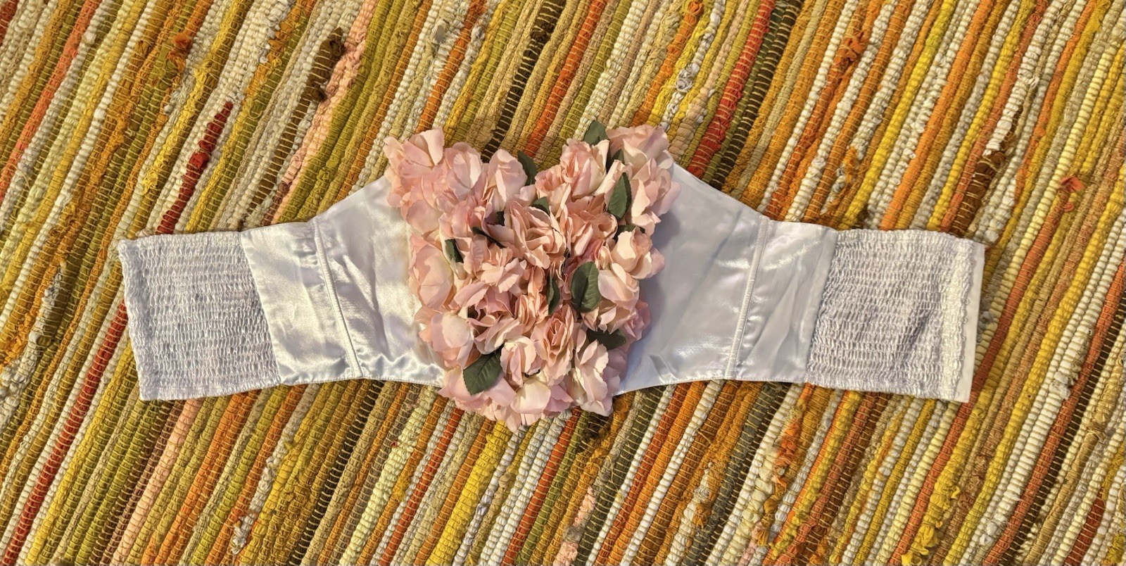 Vtg Victoria’s Secret Flower Bustier Satin Corset 3D Top S Off White Avant
