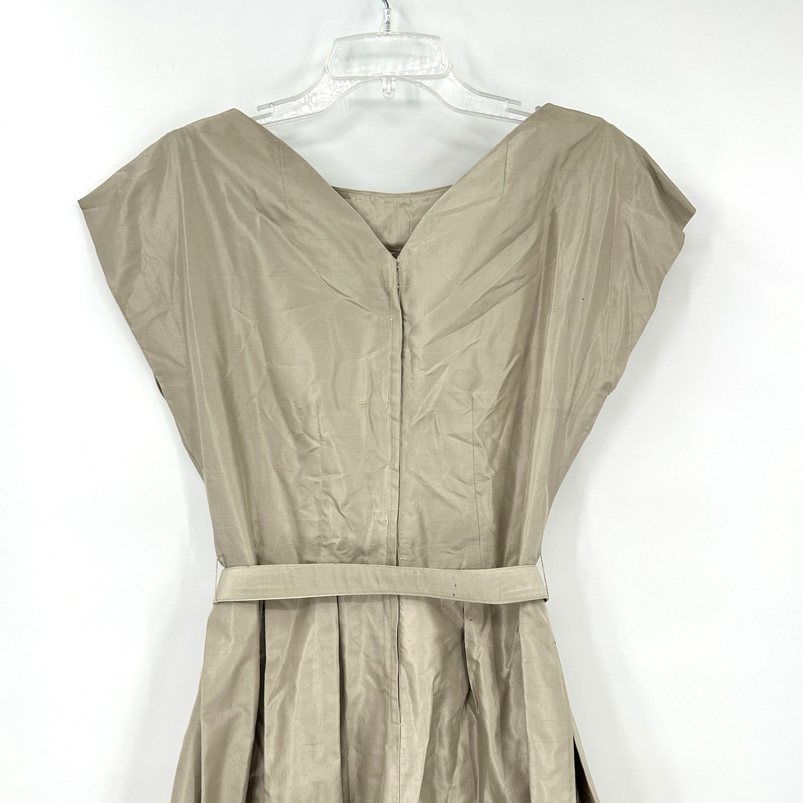 vintage 50s R&K ORIGINALS dress taupe SMALL fit flare rockabilly mid century