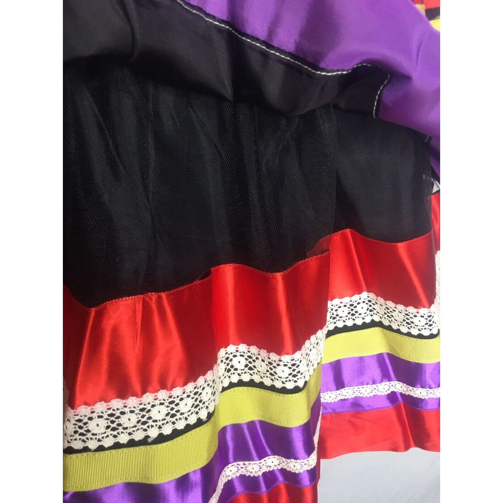 Ribbon Skirt Tiered Satin Lace Grosgrain Size XS Miss Pat Patsi Vintage