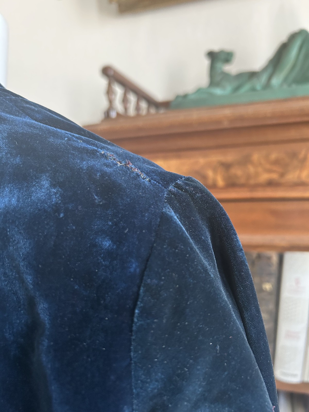 Antique 1920s 30s Vintage Sapphire Blue Velvet Silk Lined Jacket Art Deco XS