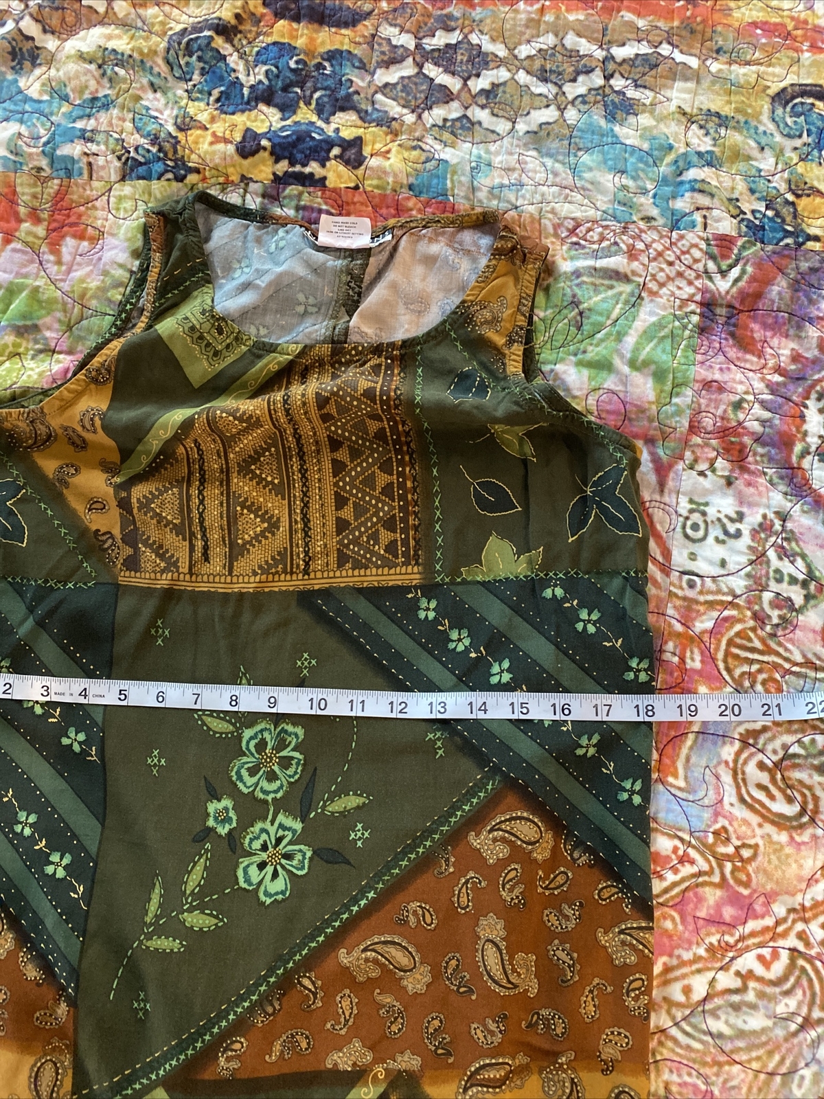 Vintage Notations Dress Maxi￼ Paisley Floral Batik M ￼90s Retro Bandana Boho
