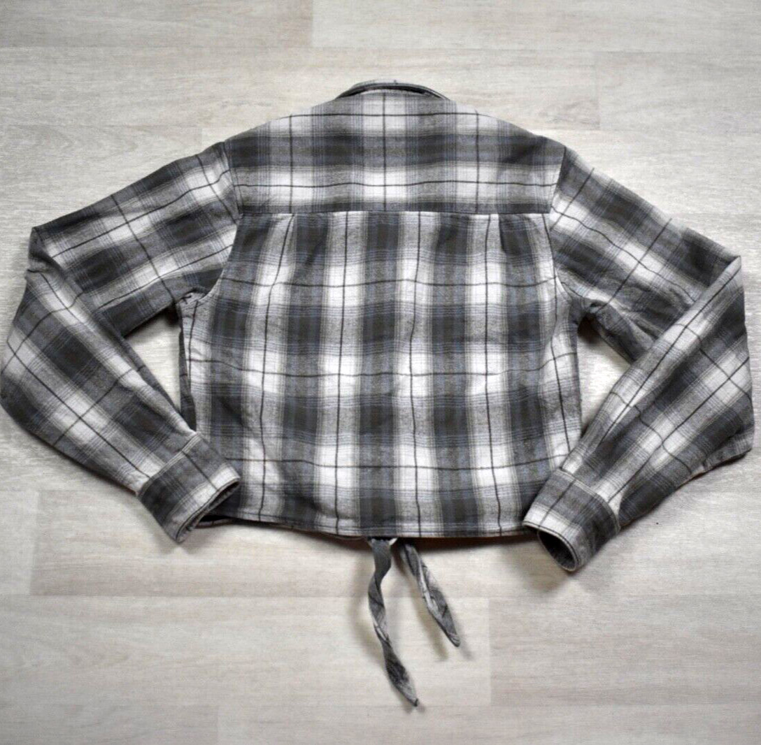 Y2K Harley Davidson Womens Flannel Plaid Crop Top Tie Front Biker Core Small VTG