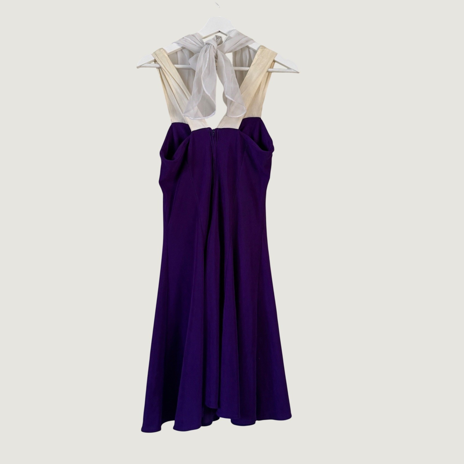 Vintage Basic Plus Womens Purple Bow Halter Fit Flare Dress Rhinestone Size 4