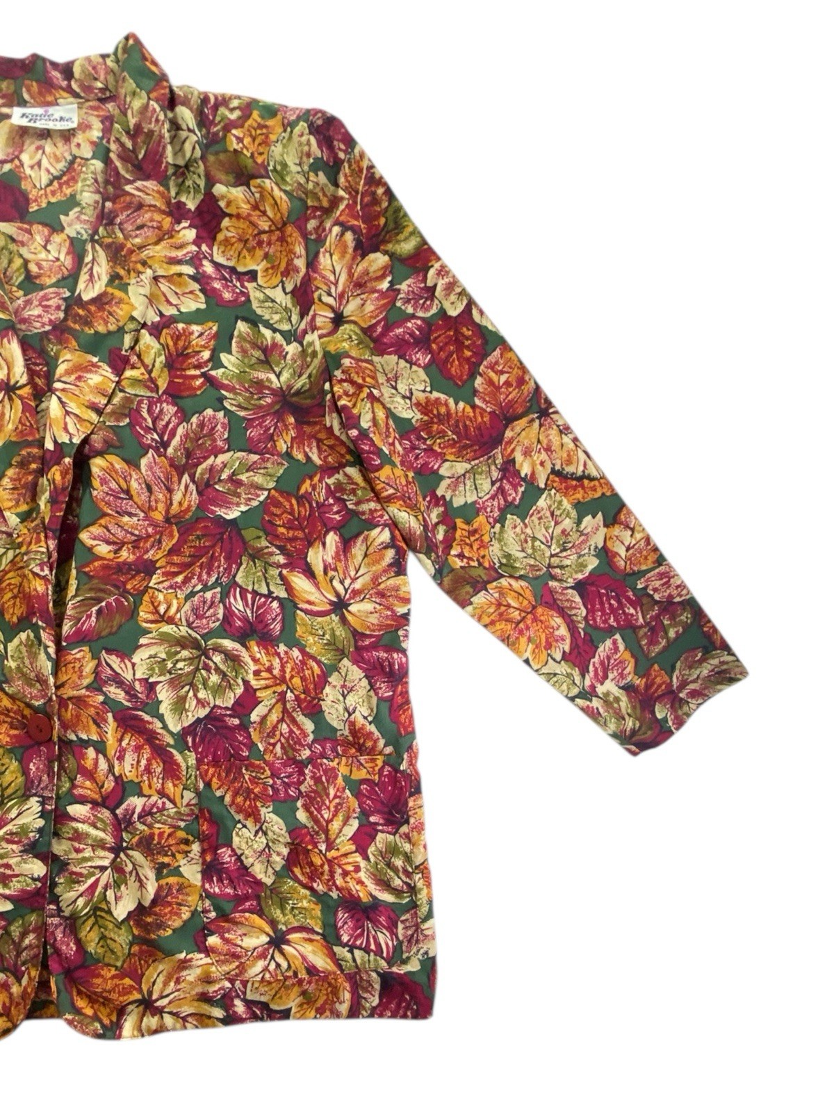 Katie Brooke Womens Blazer Size 18 Autumn Leaf Floral Print Lightweight USA