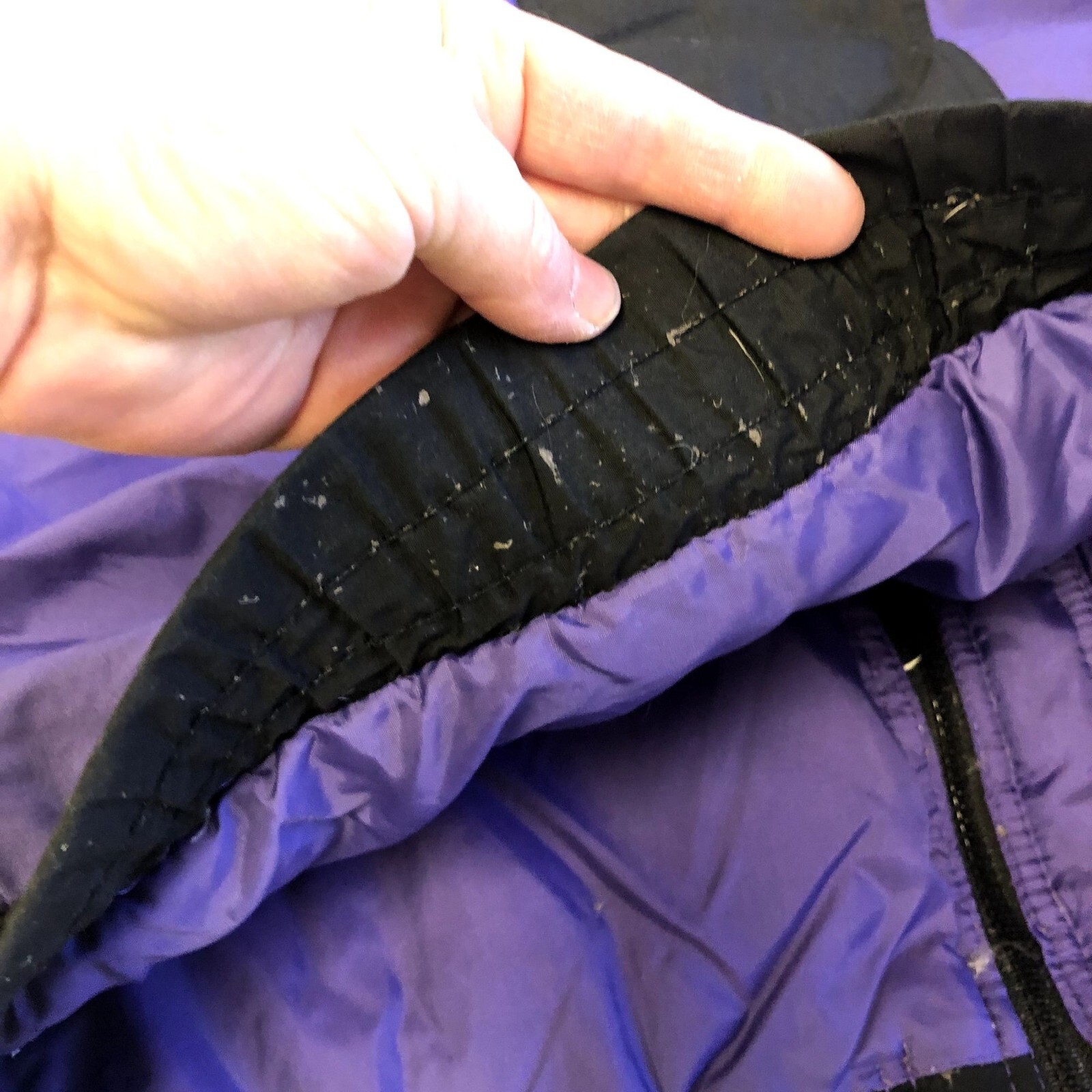 Vtg 80 90’s Black Purple DOWN Filled PUFFER Coat RETRO Winter Snow SKI Jacket XL