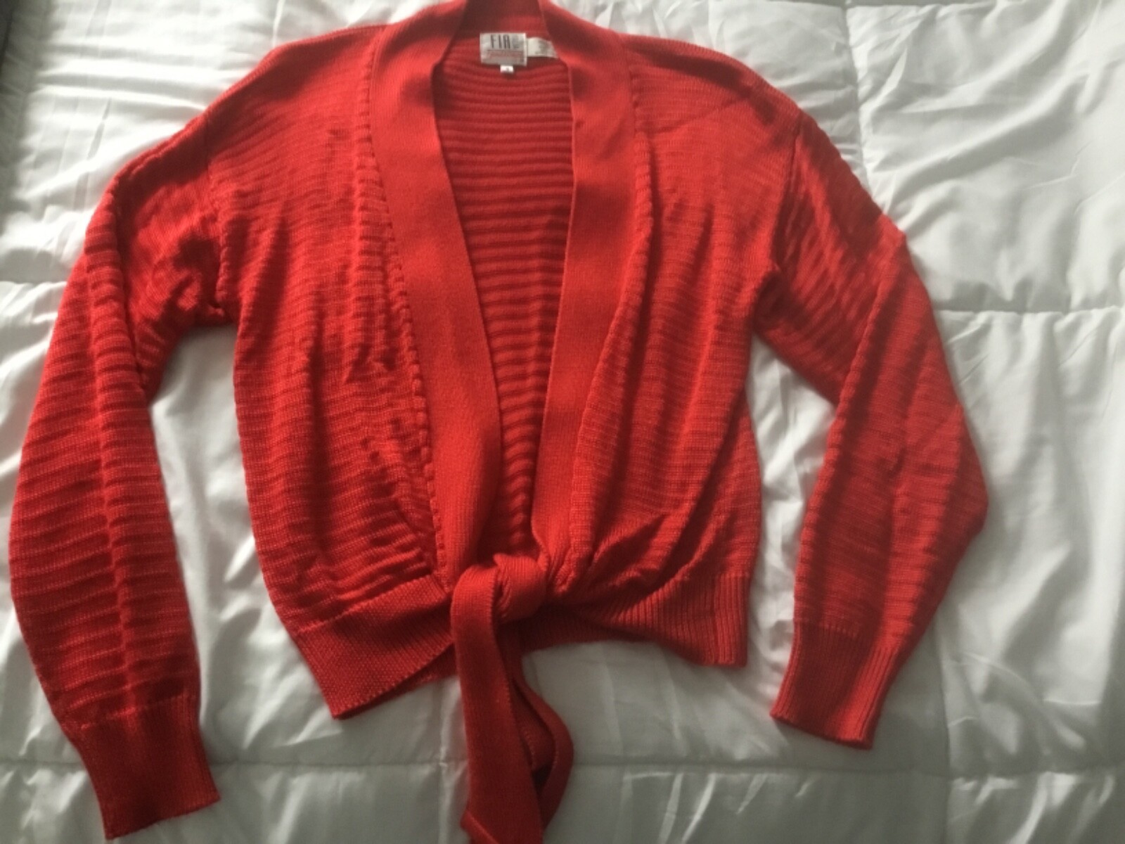 Red Fia Italia Handloomed Sweater Shell 2 Piece Set S Cardigan Vintage 80s EUC