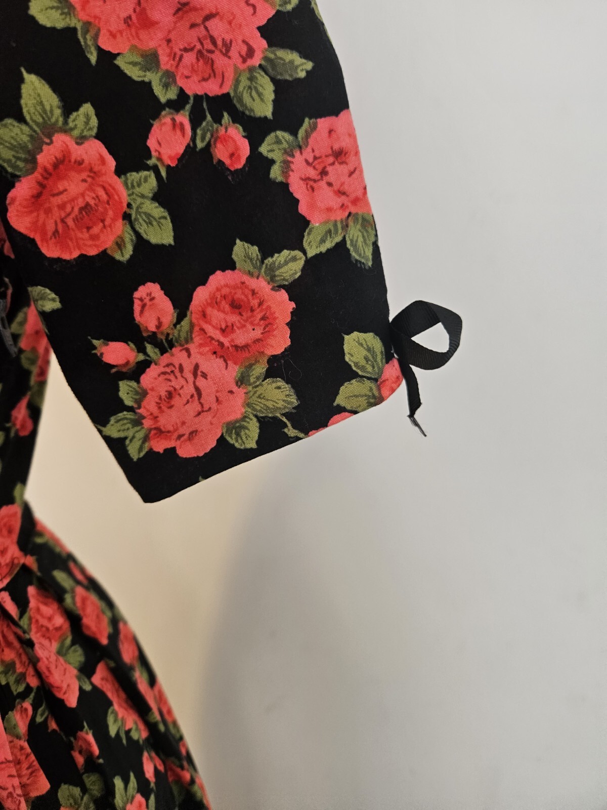Vintage Original 50s Mid Century Dress Swing Pinup Rockabilly Red Roses Sz XS-S