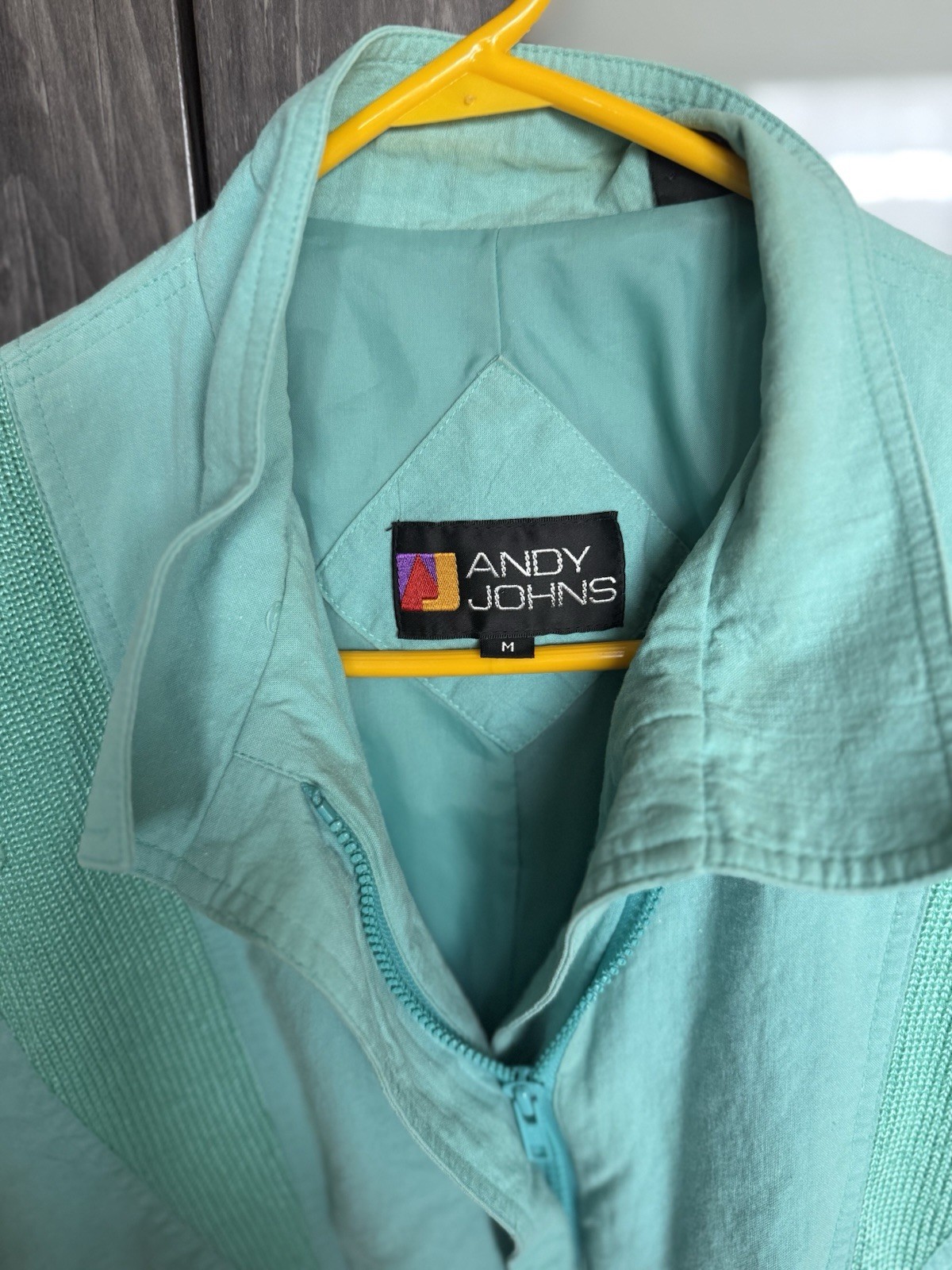 Vintage Andy Johns Woman’s Cotton Zip Coat Size Medium Mint Green 80s vibe